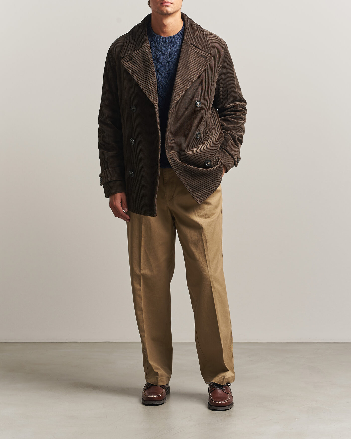 Men | Coats & Jackets | Gant | Corduroy Peacoat Black Brown