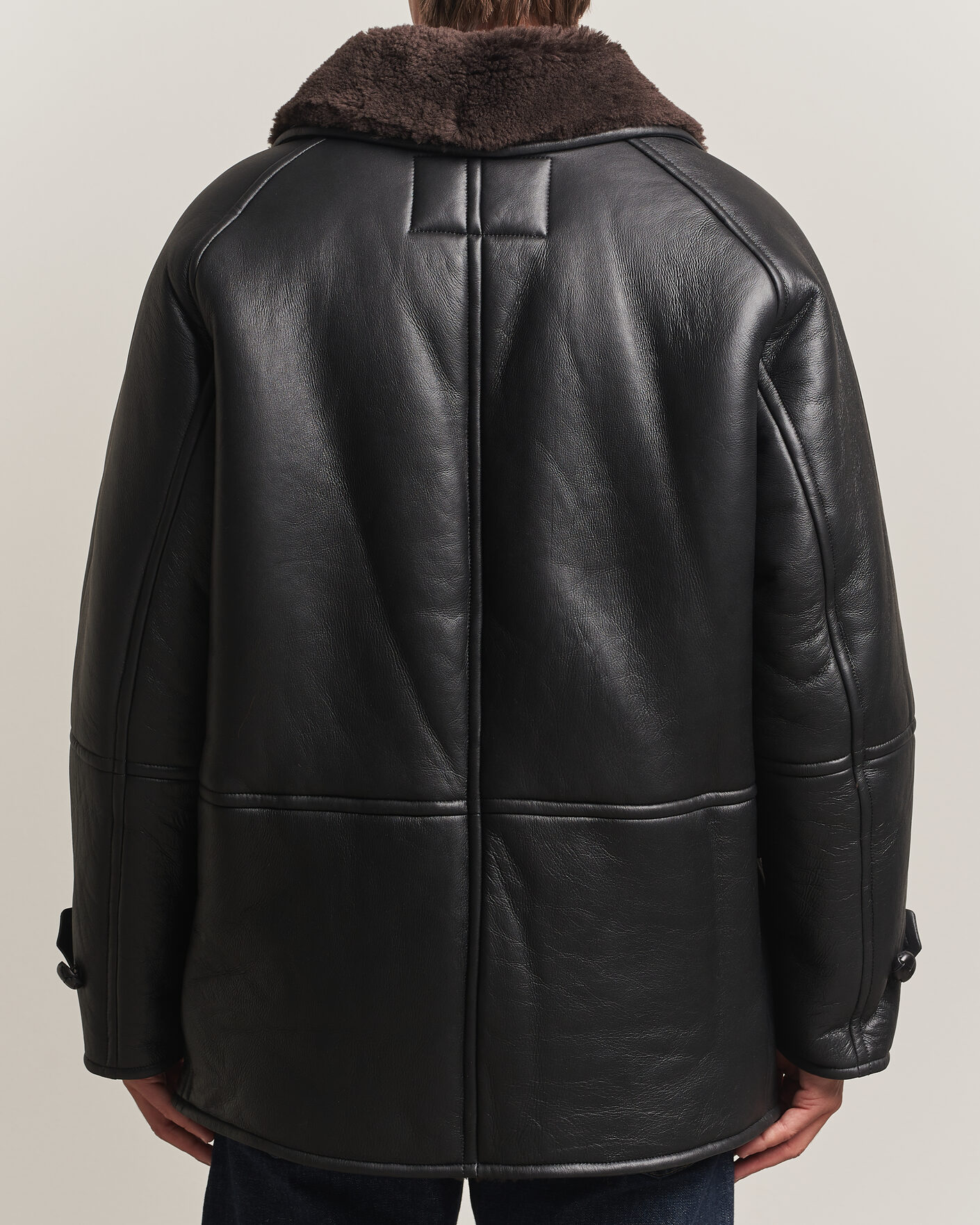 Men | Coats & Jackets | Gant | Shearling Leather Peacoat Black