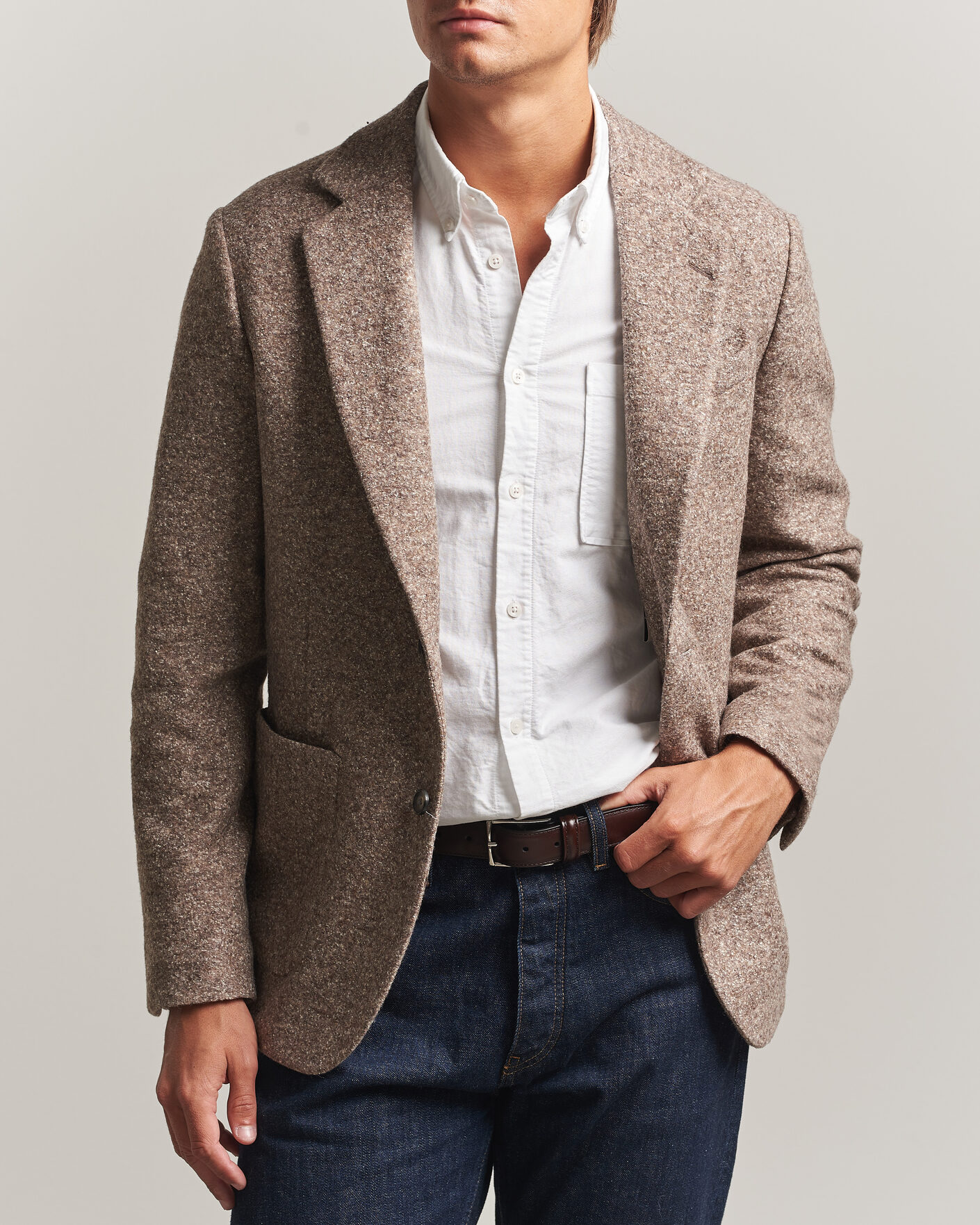 Men | Blazers | Gant | Wool/Silk Jersey Blazer Clay Beige
