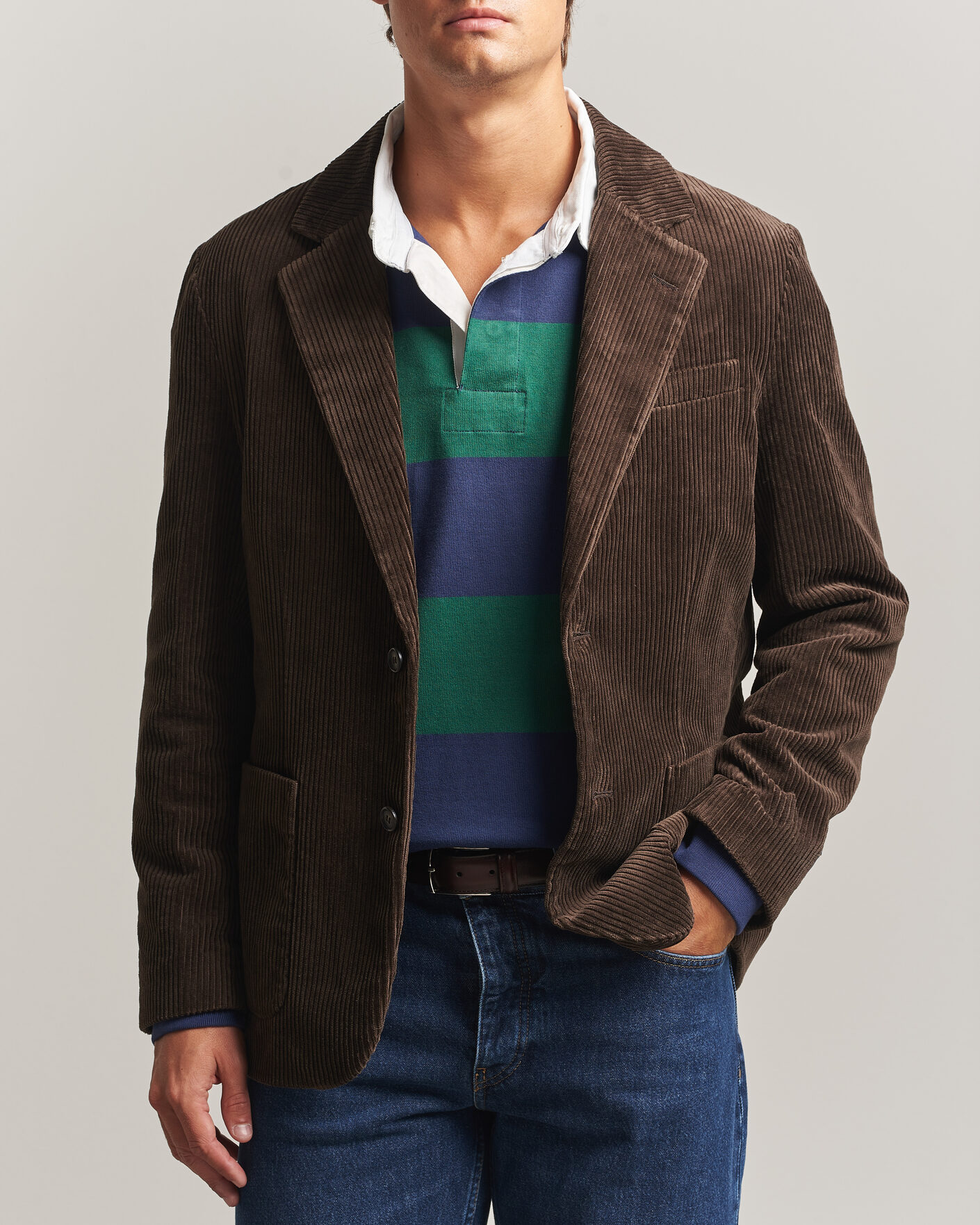 Men | Blazers | Gant | Corduroy Blazer Black Brown