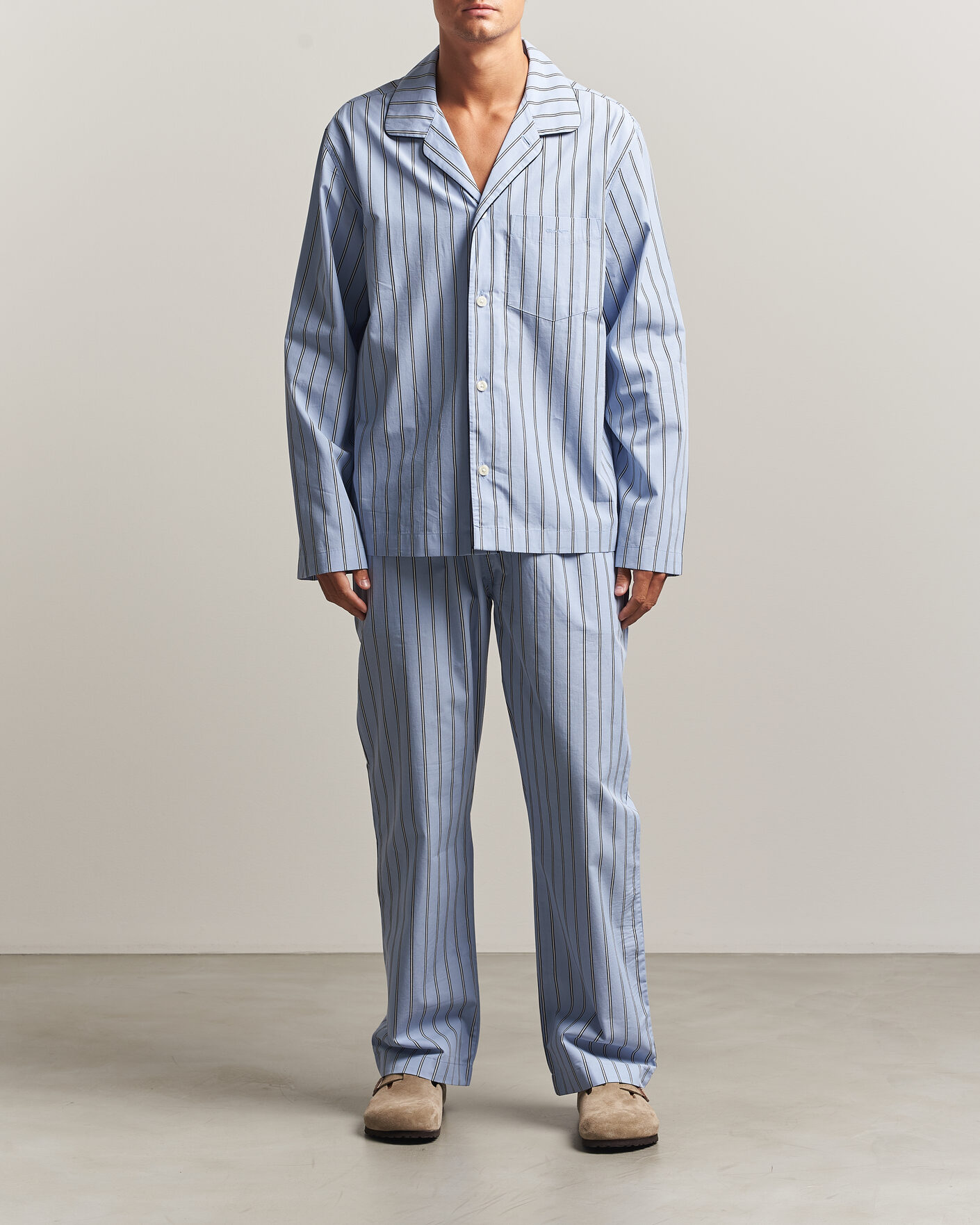 Men | Pyjamas & Robes | Gant | Poplin Striped Pyjama Set Light Blue