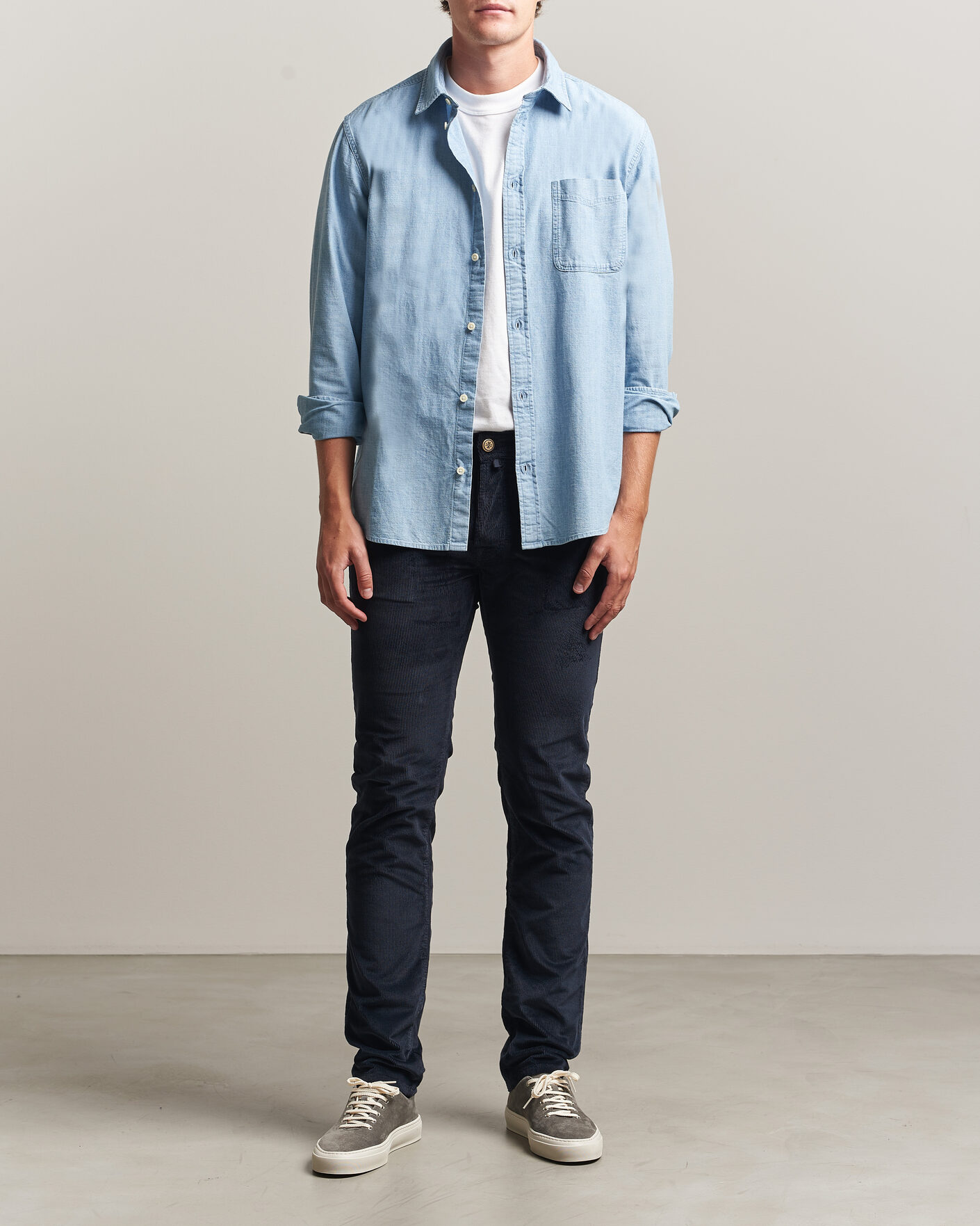 Men | Trousers | Jacob Cohën | Bard 5-Pocket Medium Corduroy Trousers Navy