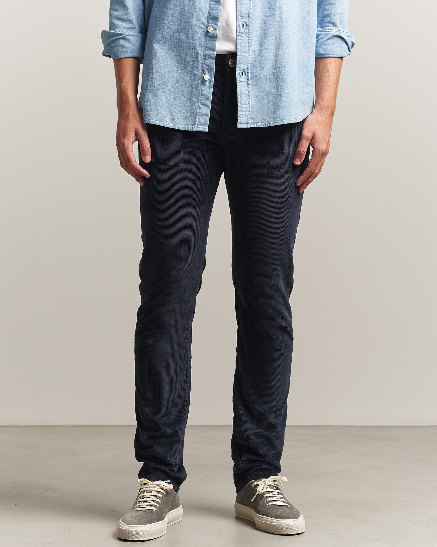 Men | Trousers | Jacob Cohën | Bard 5-Pocket Medium Corduroy Trousers Navy