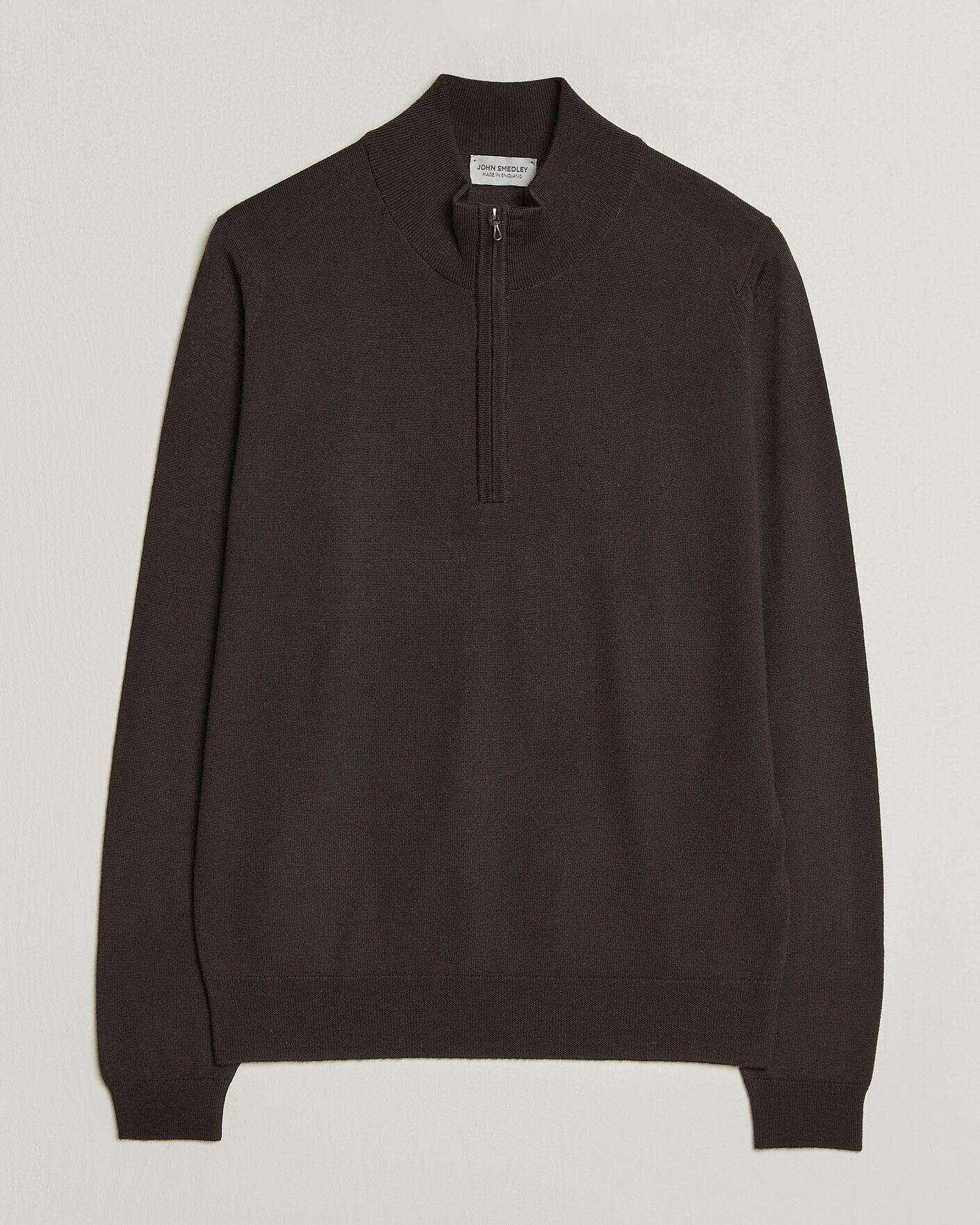 Men | Sweaters & Knitwear | John Smedley | Tapton Extra Fine Merino Half Zip Faulkner Brown