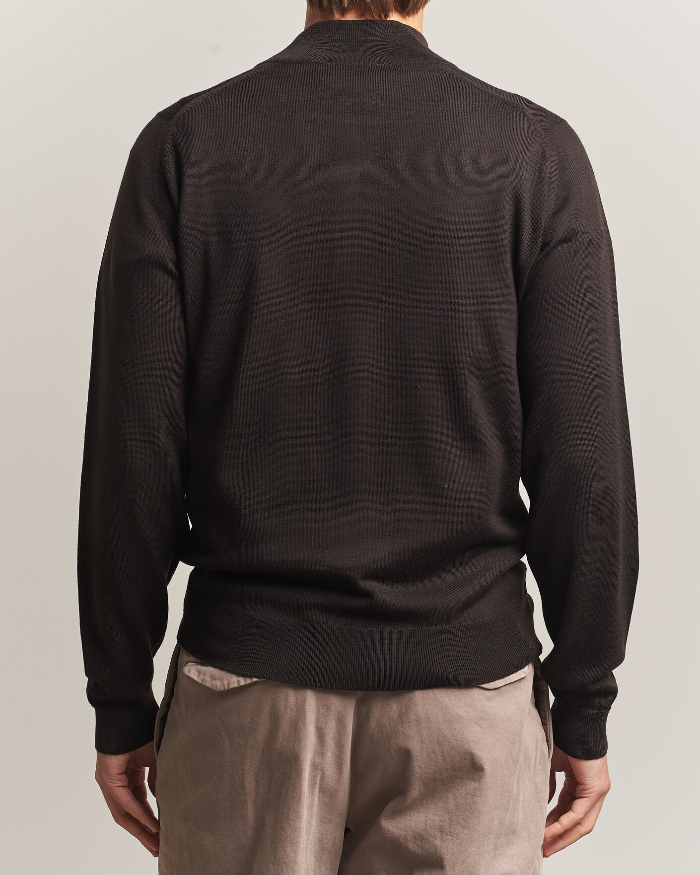 Men | Sweaters & Knitwear | John Smedley | Tapton Extra Fine Merino Half Zip Faulkner Brown