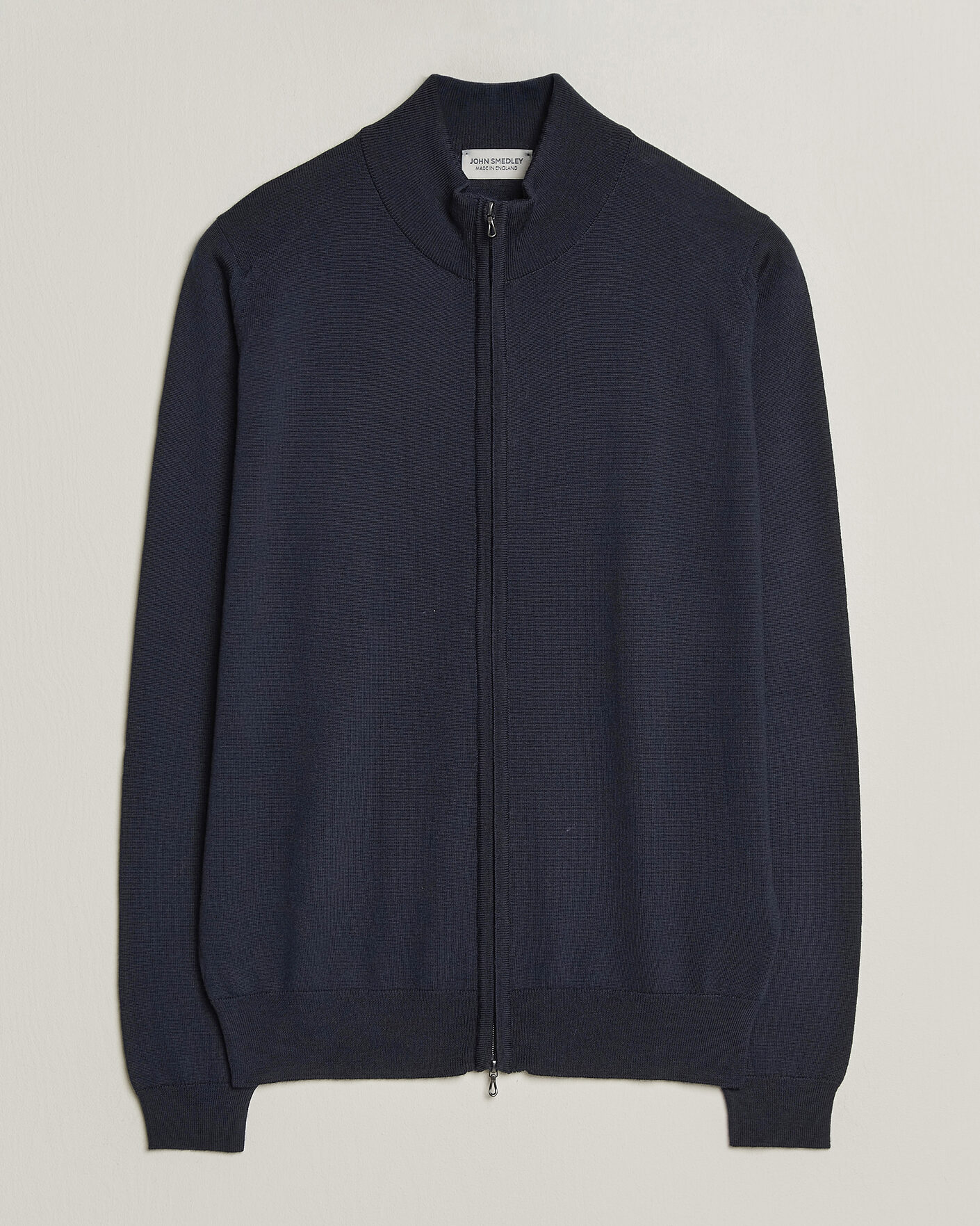 Men | Sweaters & Knitwear | John Smedley | Claygate Extra Fine Merino Full Zip Midnight