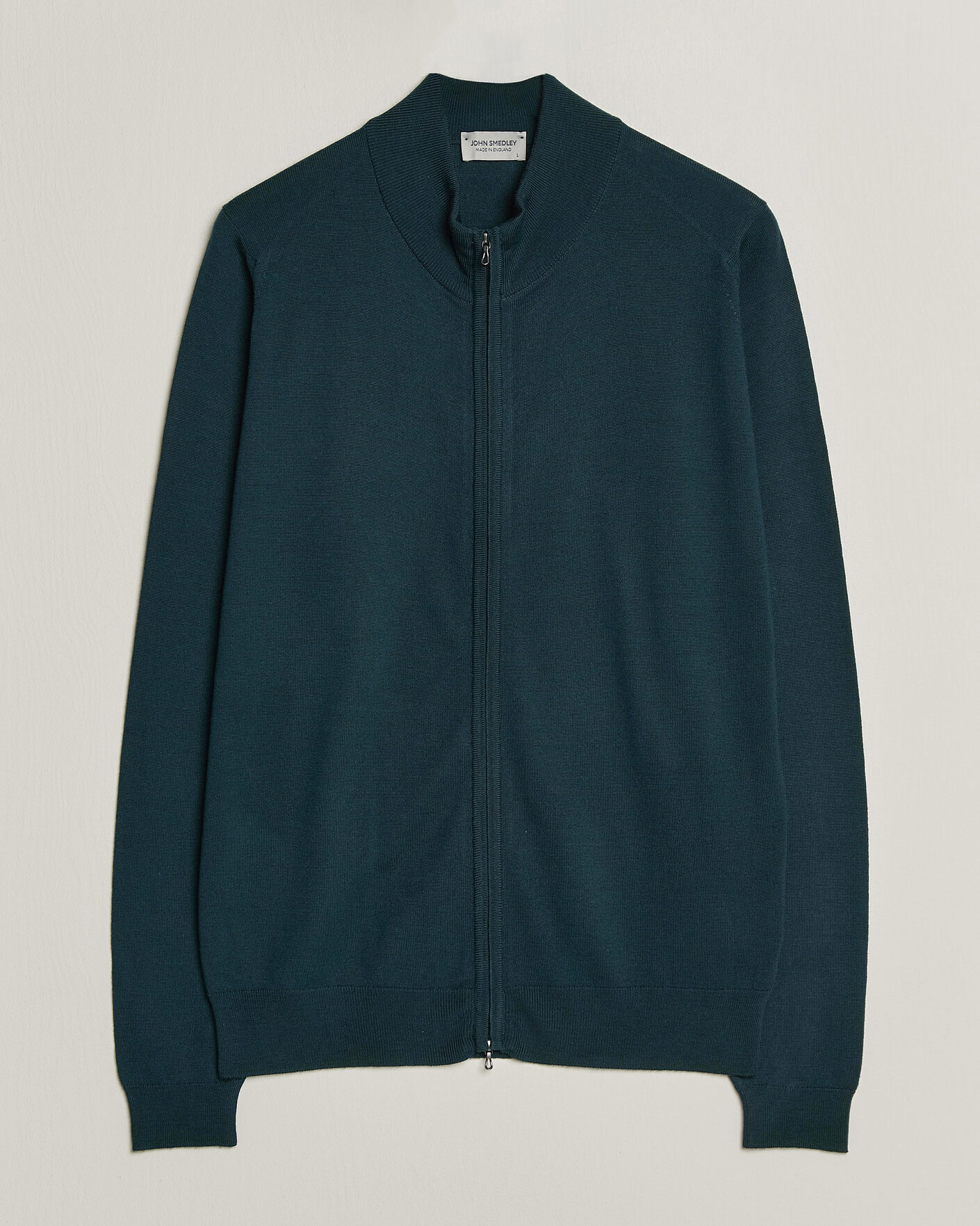 Men | Sweaters & Knitwear | John Smedley | Claygate Extra Fine Merino Full Zip Richardson Green