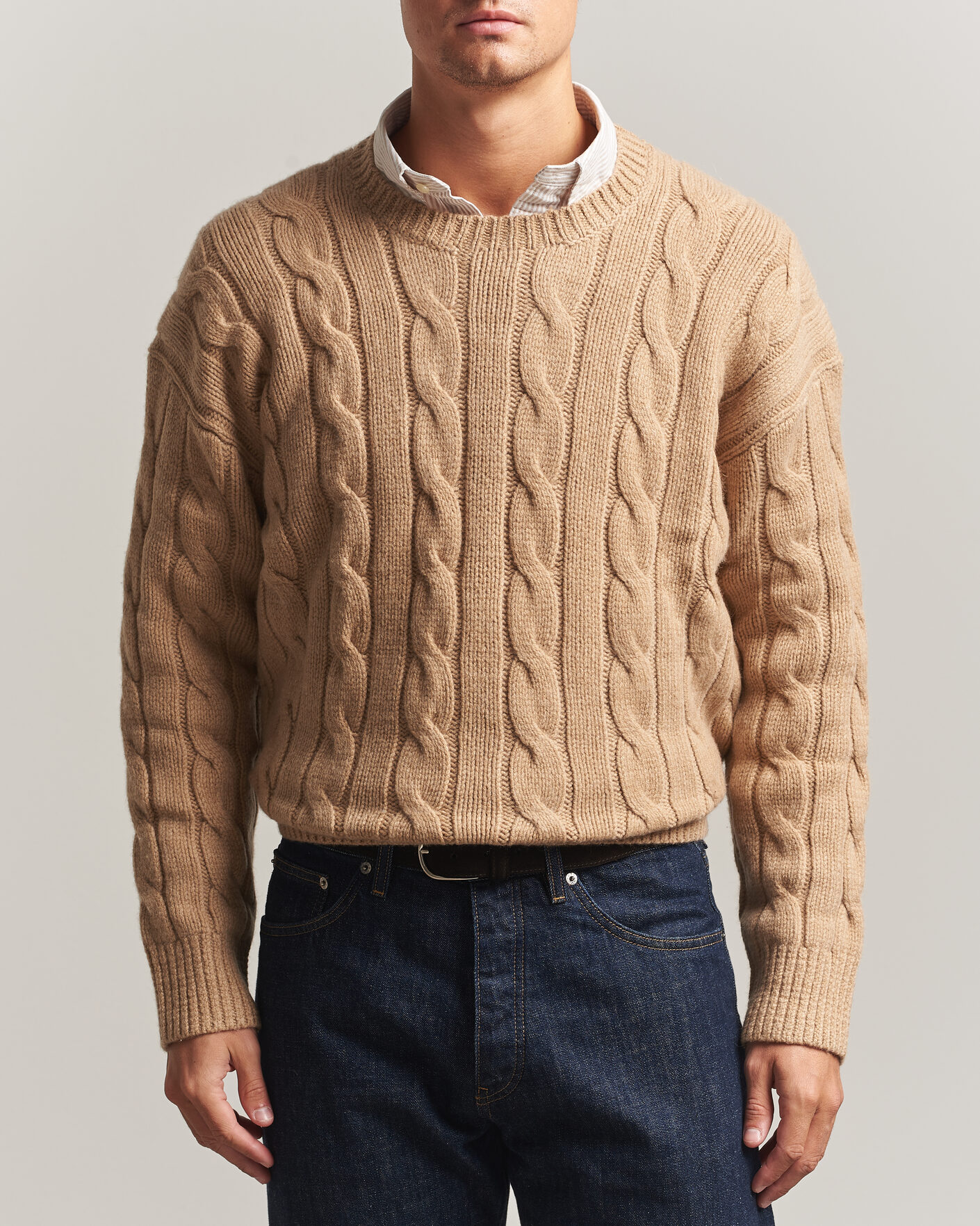 Men | Sweaters & Knitwear | Polo Ralph Lauren | Exploded Cabel Sweater Camel Melange