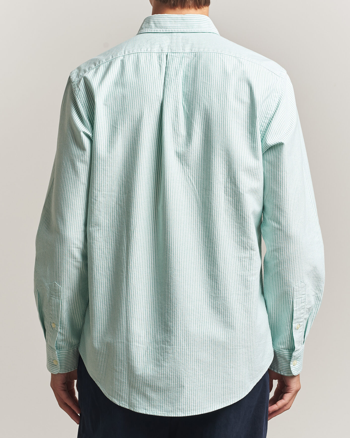 Men | Shirts | Polo Ralph Lauren | Custom Fit Striped Oxford Shirt Scarab Green/White