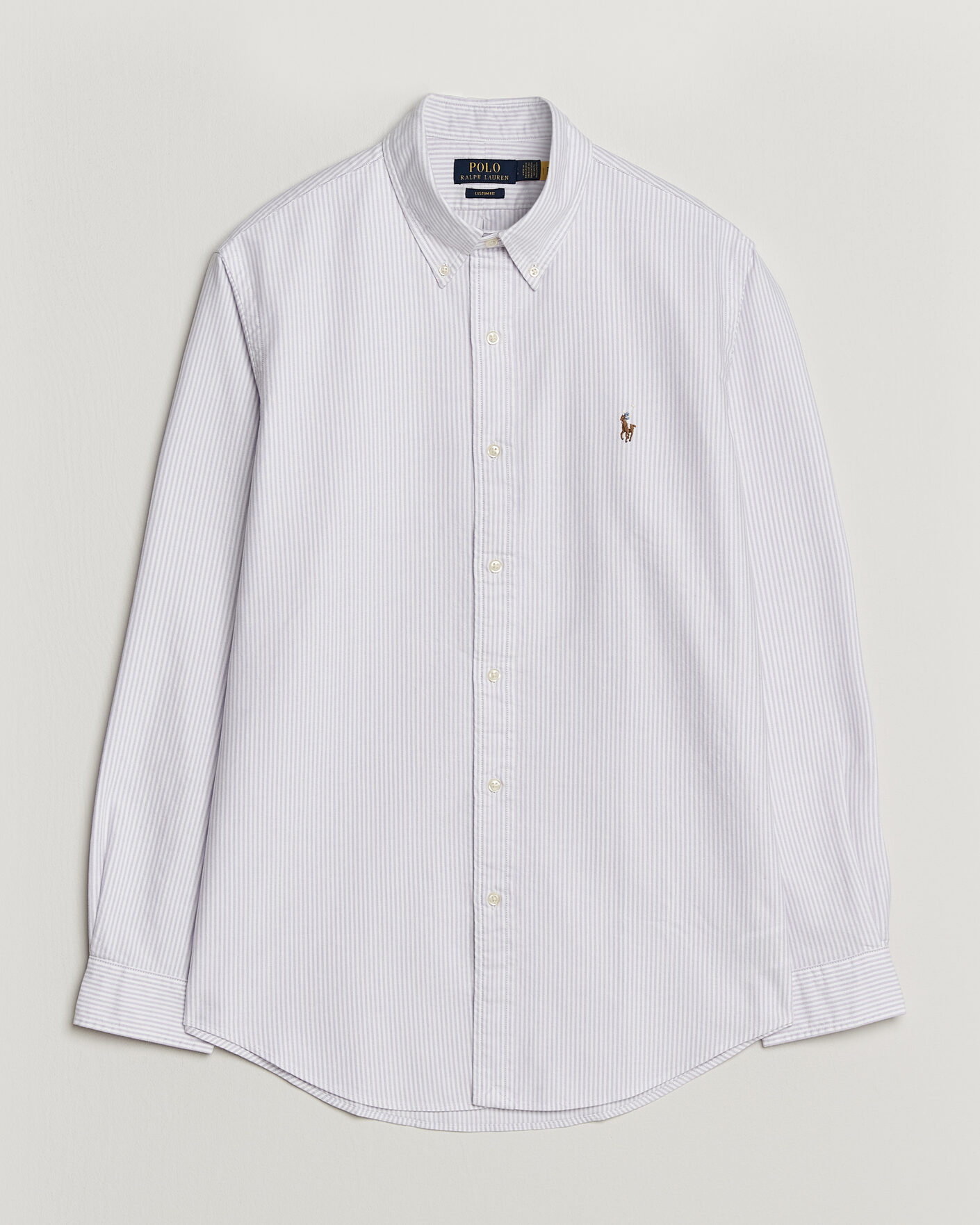 Men | Shirts | Polo Ralph Lauren | Custom Fit Striped Oxford Shirt Lilac/White