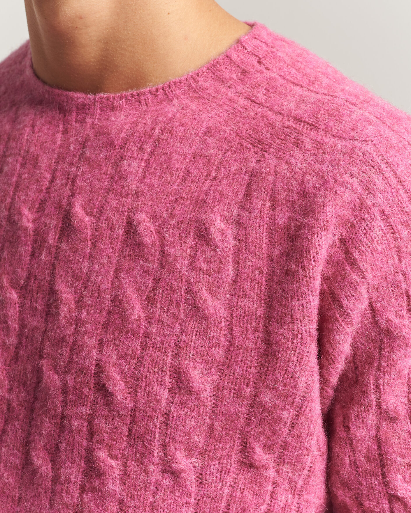 Men | Sweaters & Knitwear | Polo Ralph Lauren | Shaggy Cable Merino Pullover Thulian Pink Heather