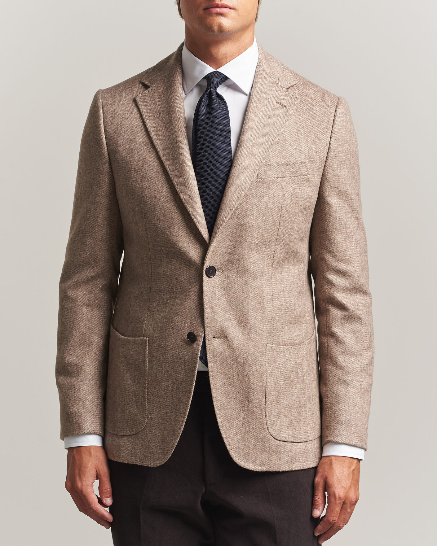 Men | Blazers | Morris | Soft Herringbone Blazer Khaki