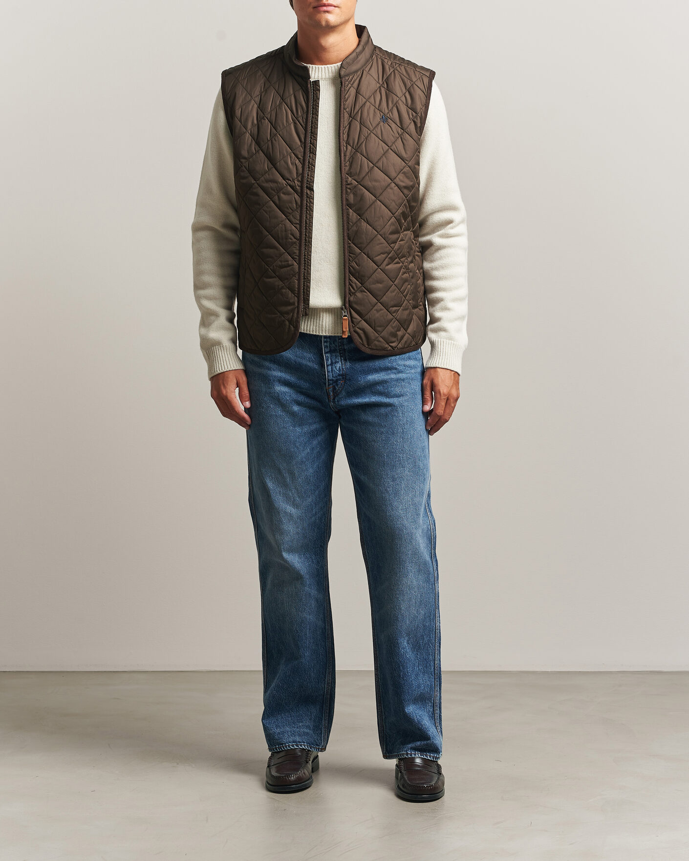 Men | Gilets | Morris | Teddy Quilted Vest Brown