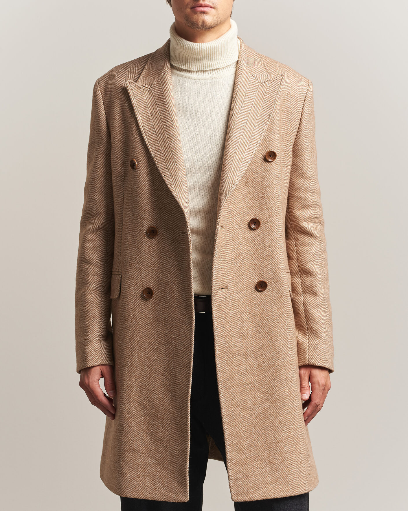 Men | Coats & Jackets | Morris | Herringbone DB Coat Camel