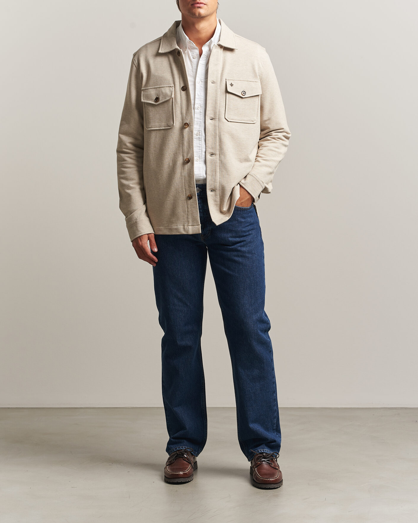 Men | Shirts | Morris | Andrew Jersey Overshirt Khaki
