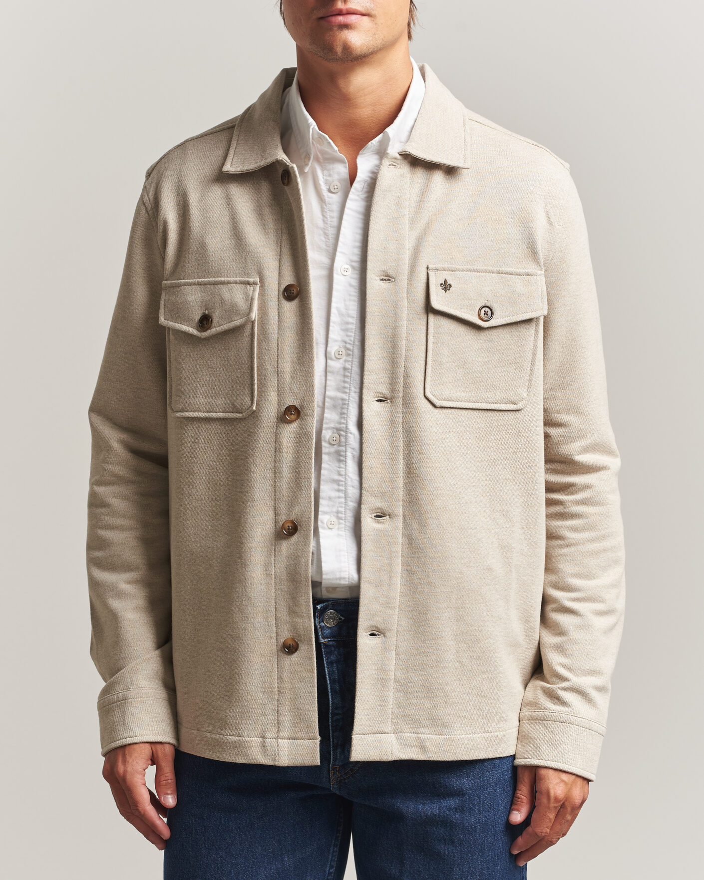 Men | Shirts | Morris | Andrew Jersey Overshirt Khaki