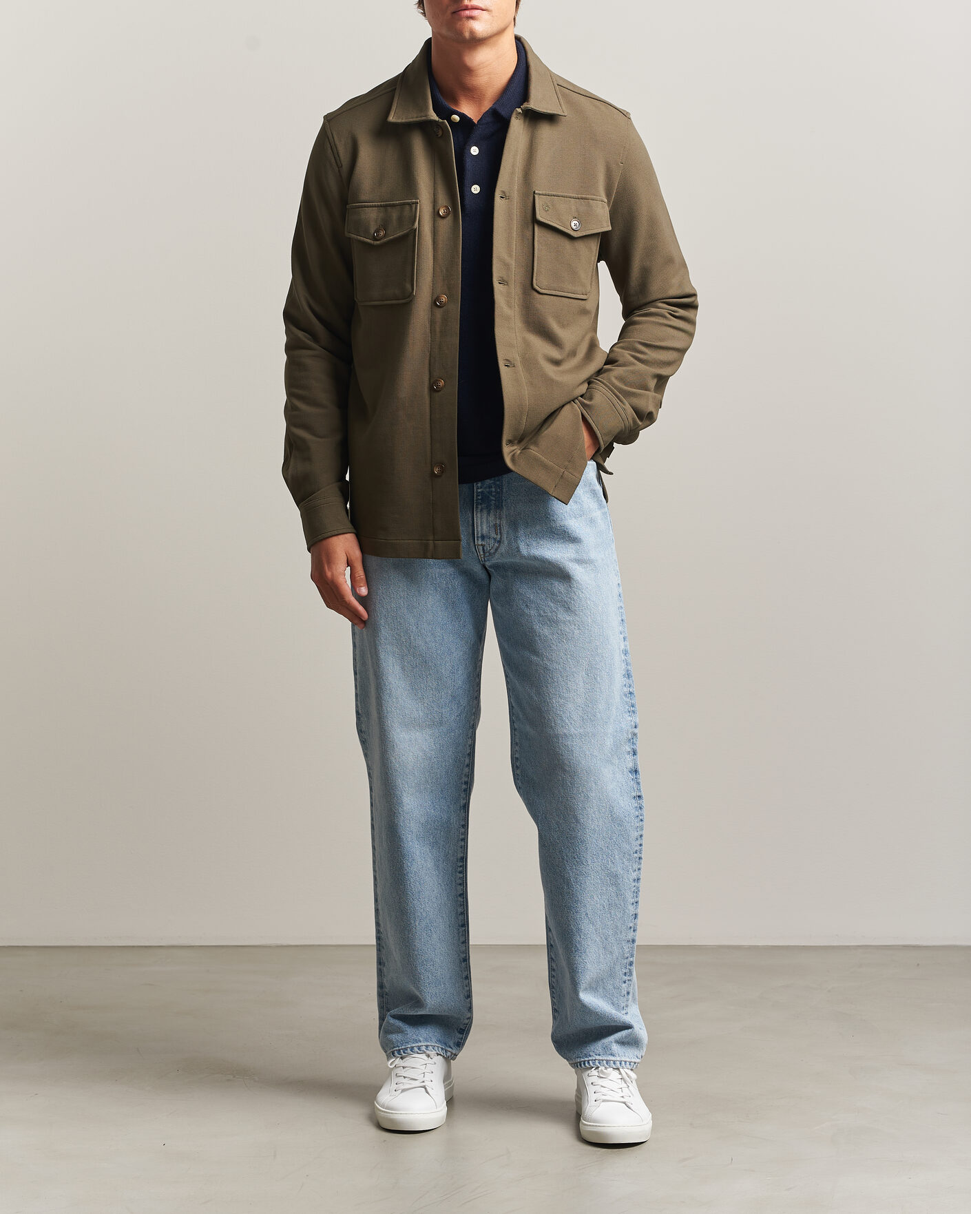 Men | Shirts | Morris | Andrew Jersey Overshirt Olive