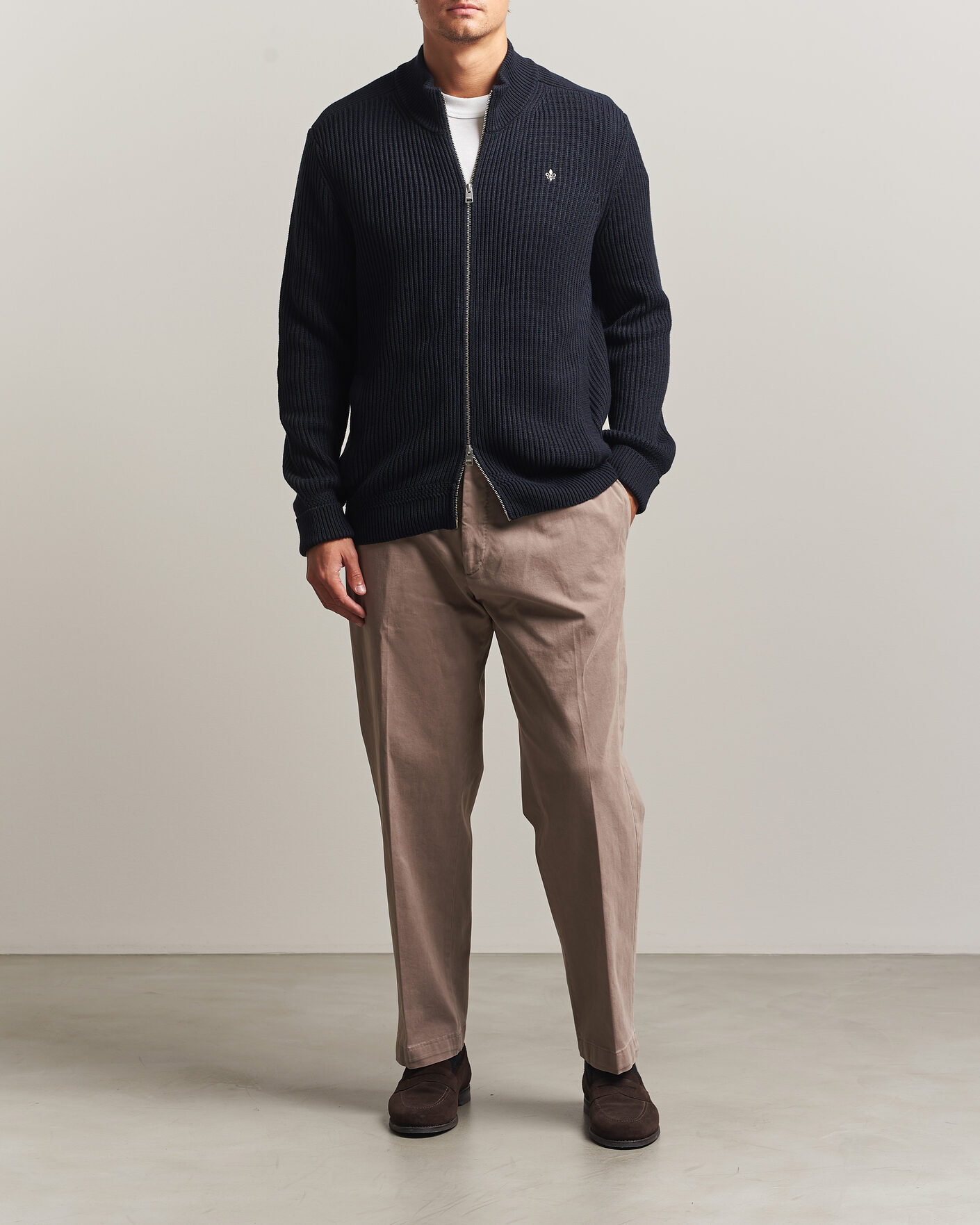 Men | Sweaters & Knitwear | Morris | Duncan Zip Cardigan Old Blue
