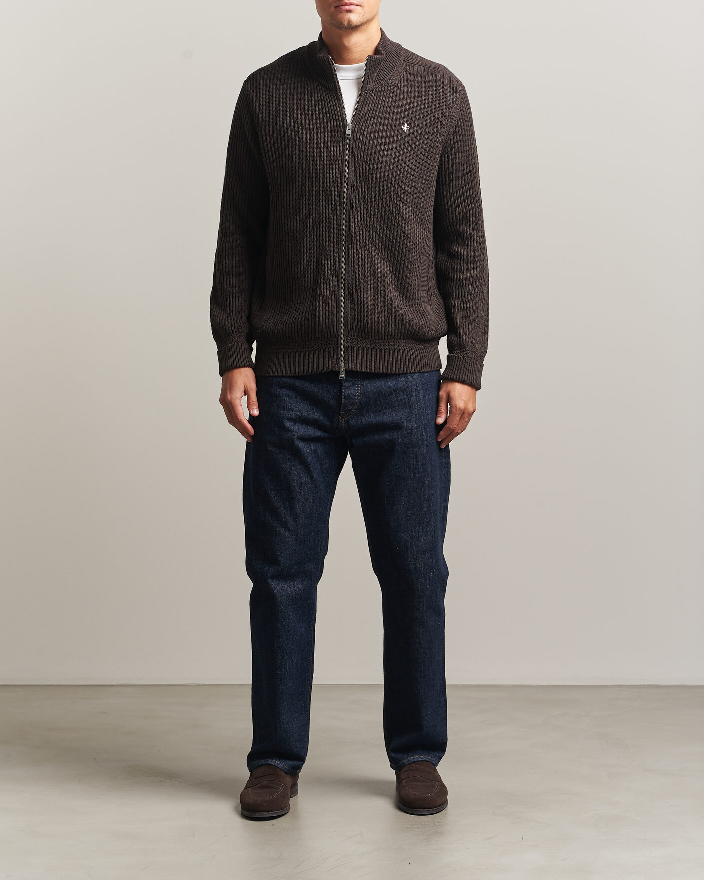 Men | Sweaters & Knitwear | Morris | Duncan Zip Cardigan Brown