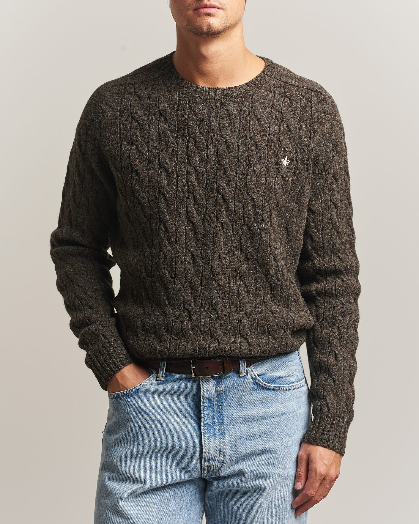 Men | Sweaters & Knitwear | Morris | Archard Cable Sweater Brown