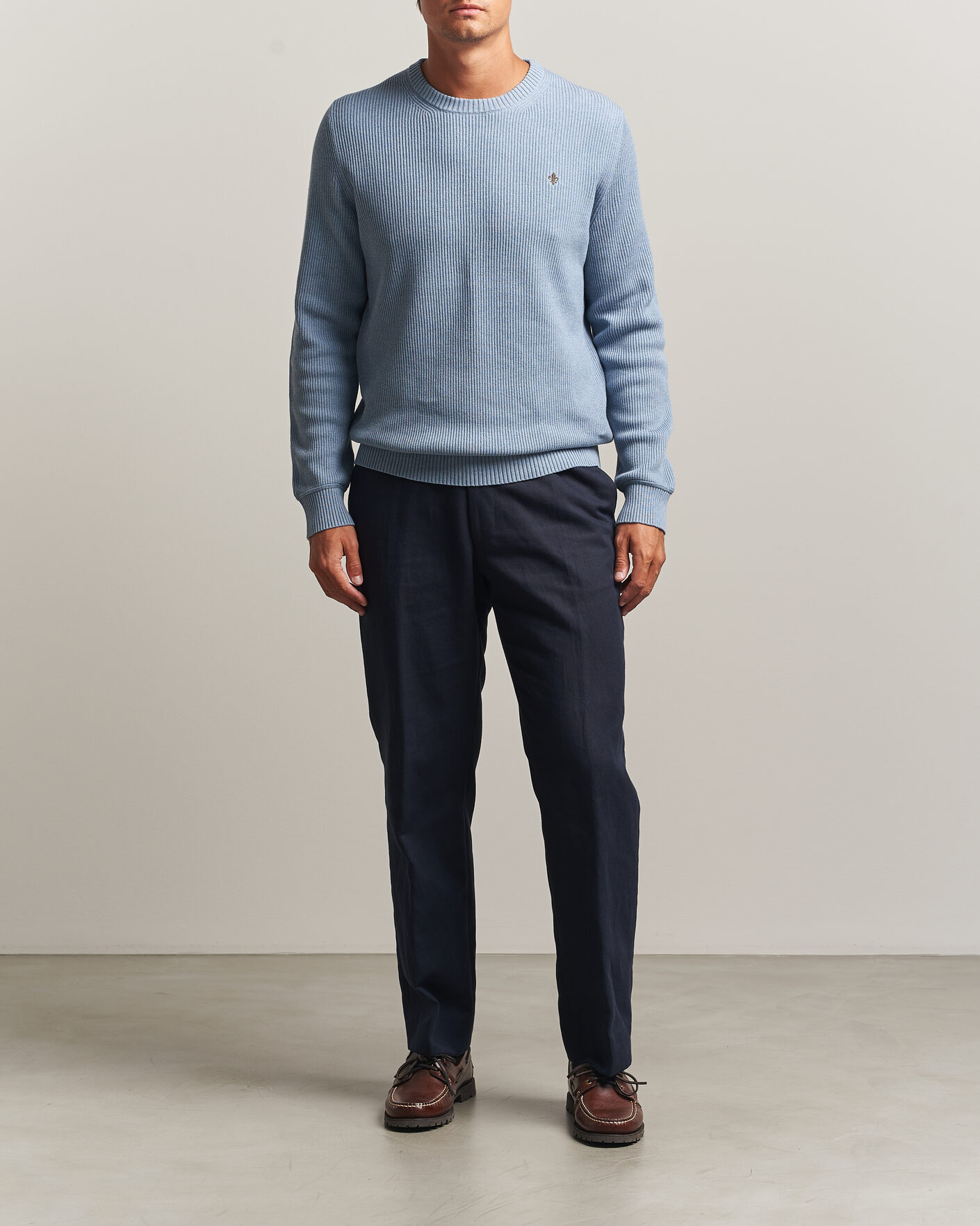 Men | Sweaters & Knitwear | Morris | Colin O-Neck Light Blue