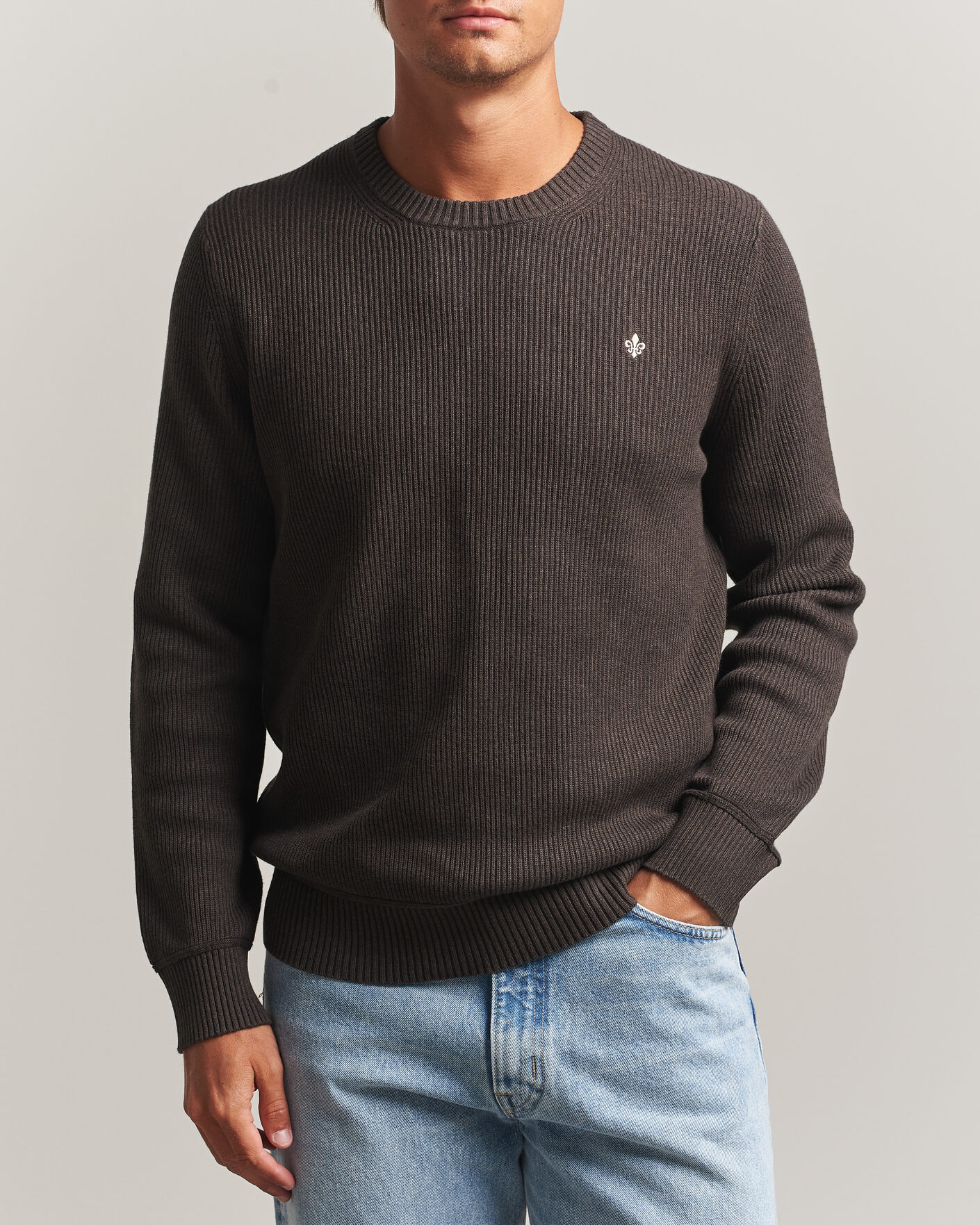 Men | Sweaters & Knitwear | Morris | Colin O-Neck Brown