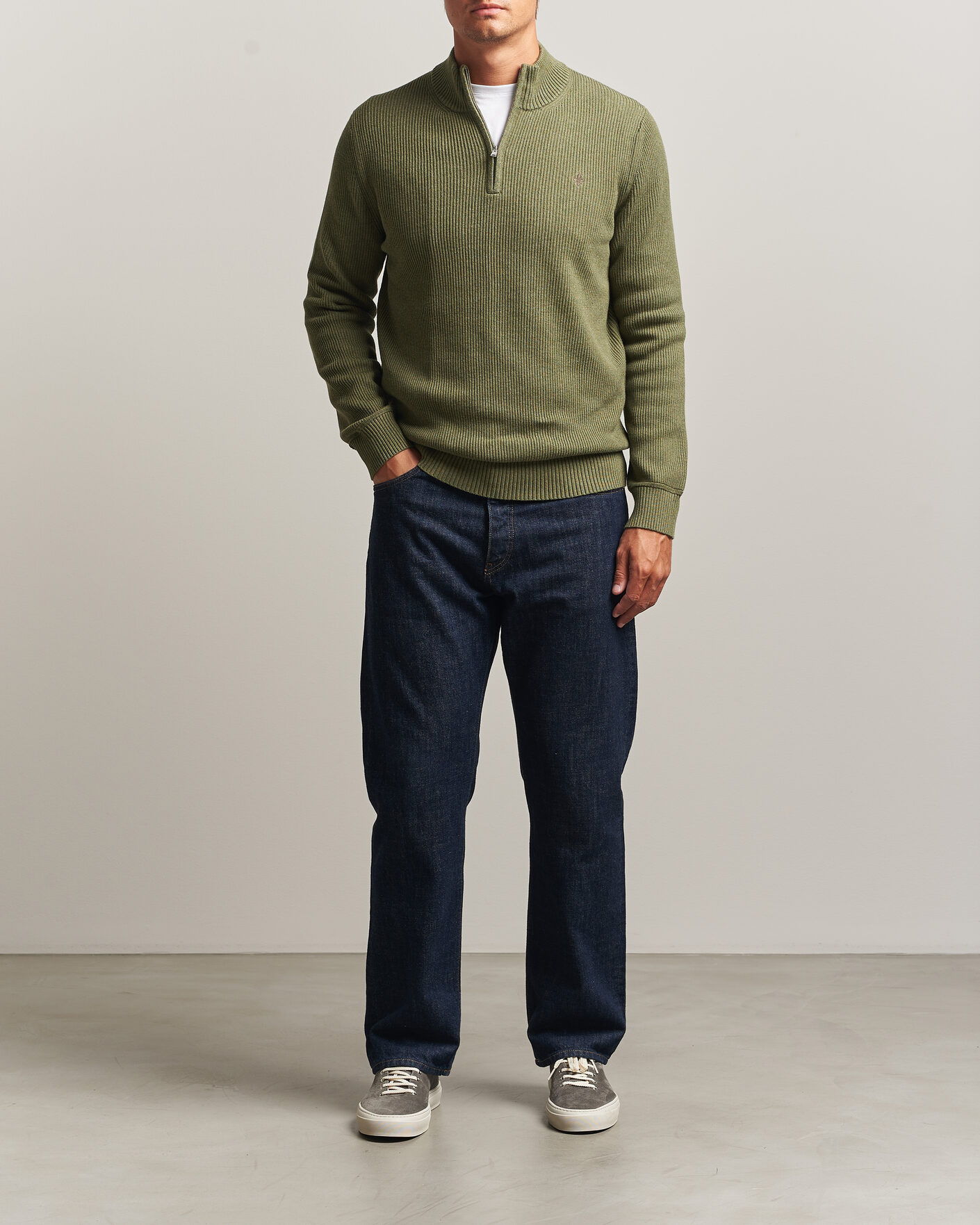 Men | Sweaters & Knitwear | Morris | Colin Half Zip Olive