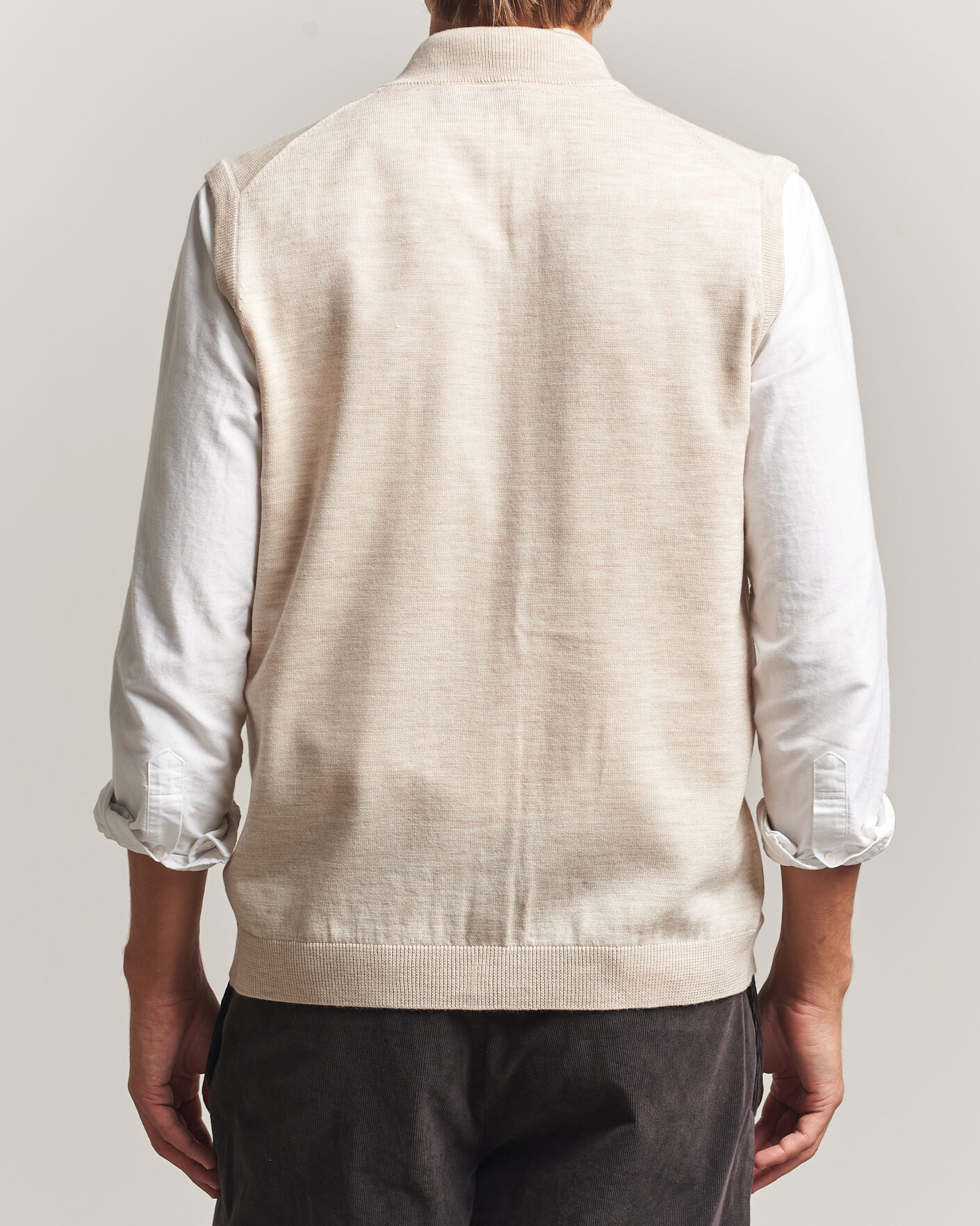 Men | Sweaters & Knitwear | Morris | Merino Zip Vest Off White
