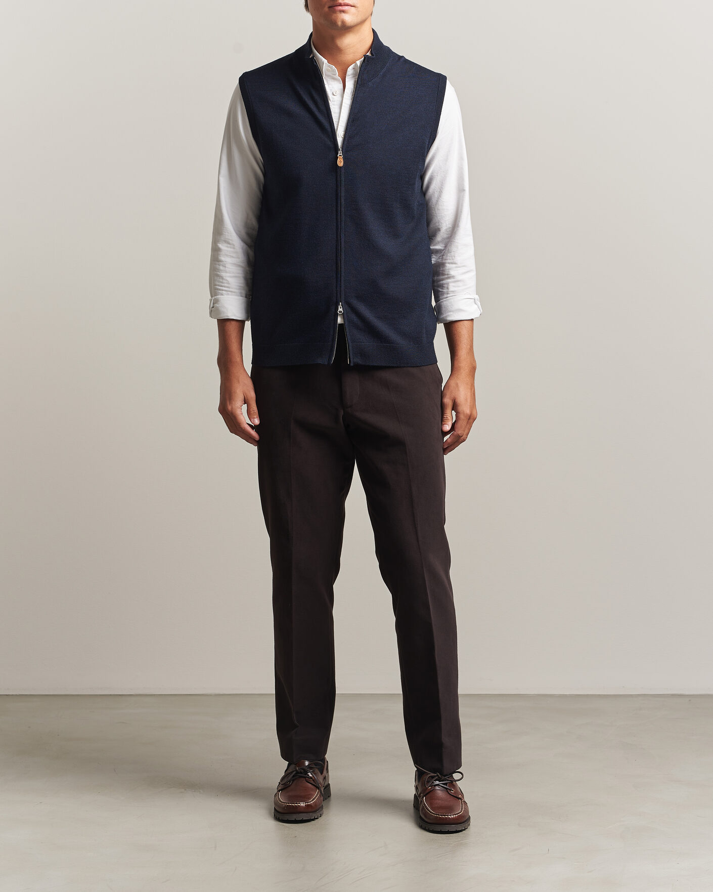 Men | Sweaters & Knitwear | Morris | Merino Zip Vest Navy