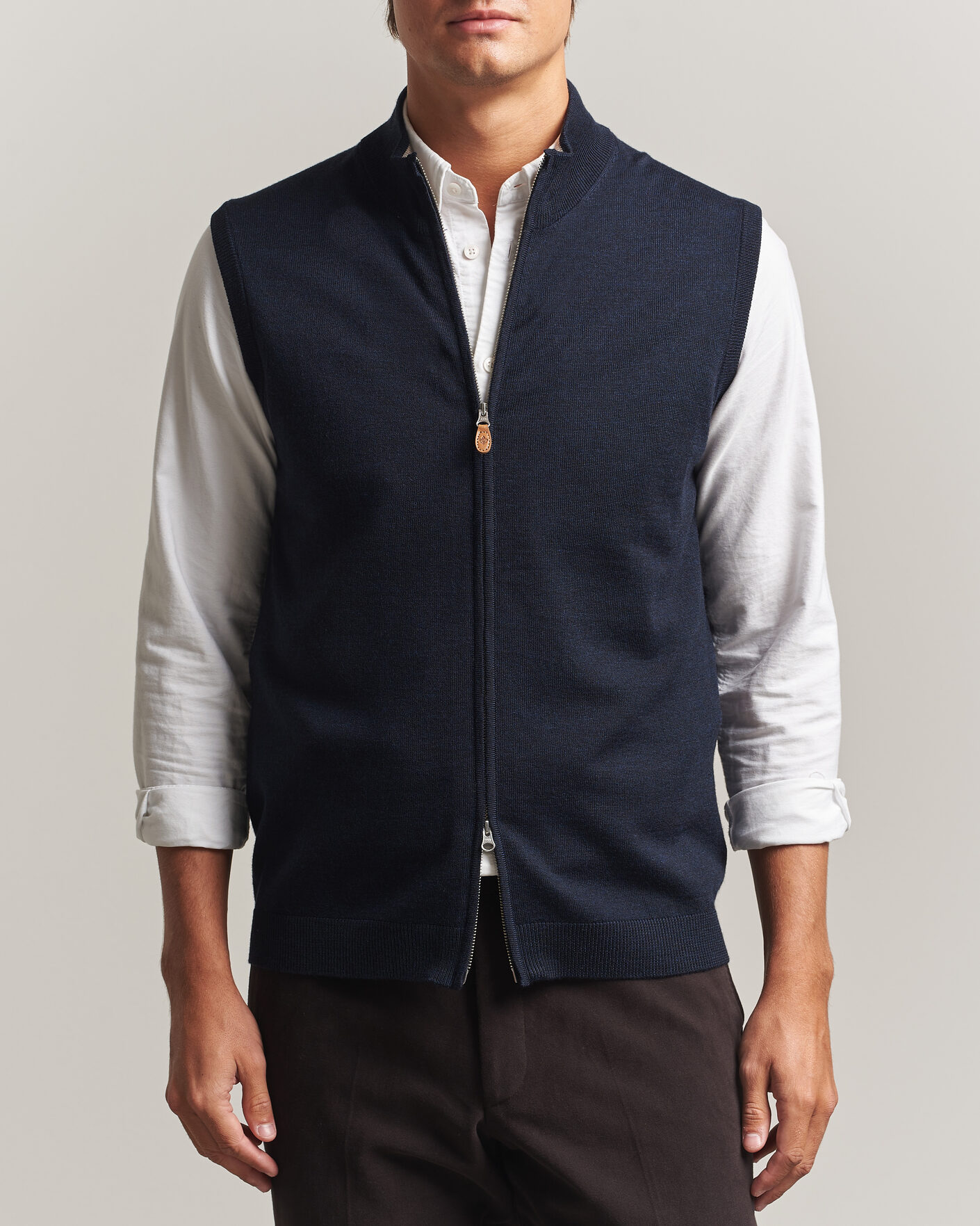 Men | Sweaters & Knitwear | Morris | Merino Zip Vest Navy