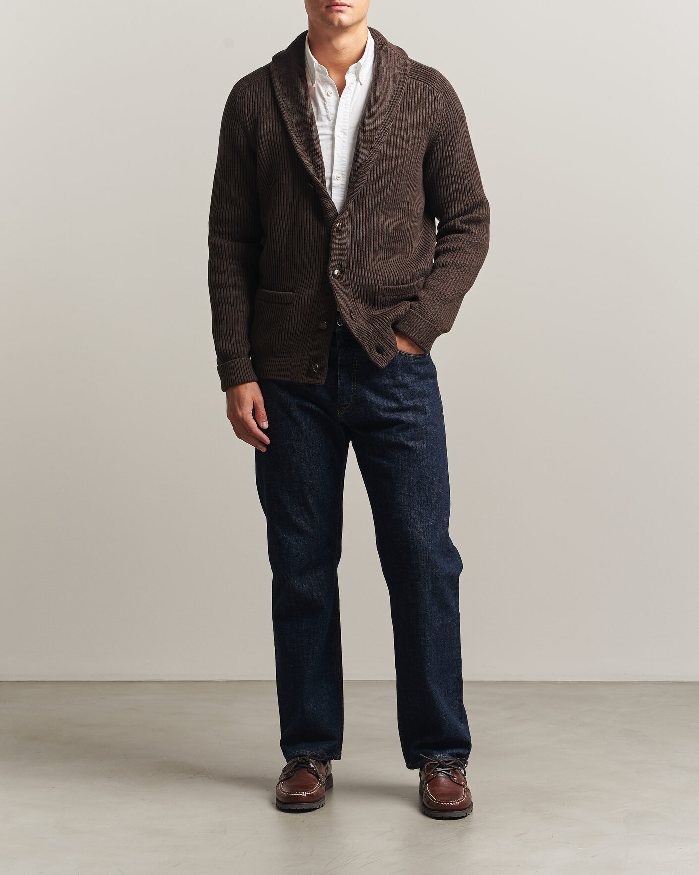 Men | Sweaters & Knitwear | Morris | Brayden Shawl Cardigan Brown