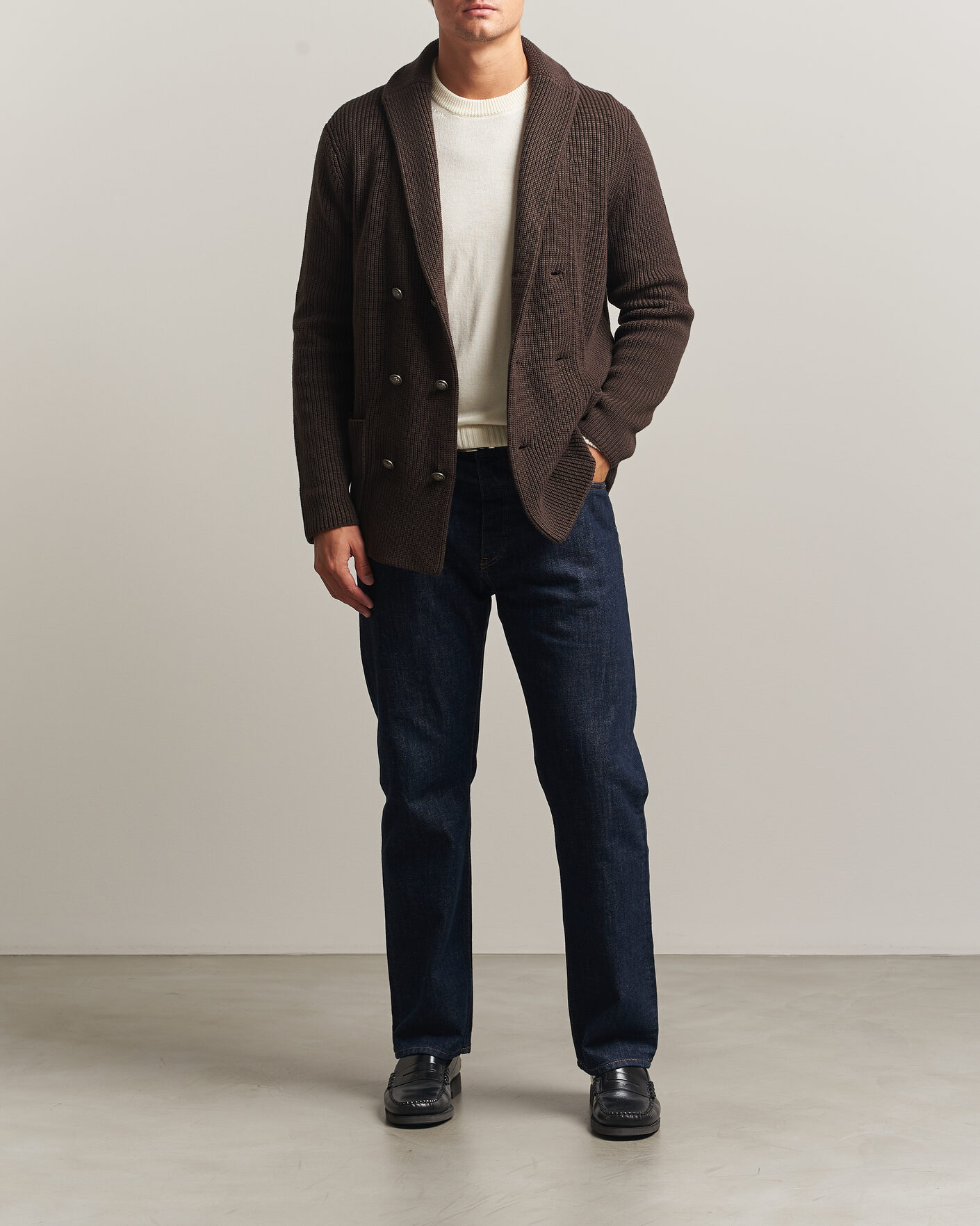 Men | Sweaters & Knitwear | Morris | Brayden DB Shawl Cardigan Brown