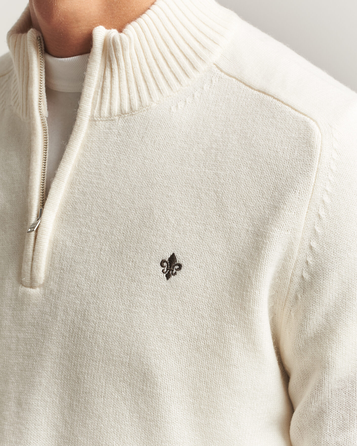 Men | Sweaters & Knitwear | Morris | Hertford Lambswool Half Zip Off White