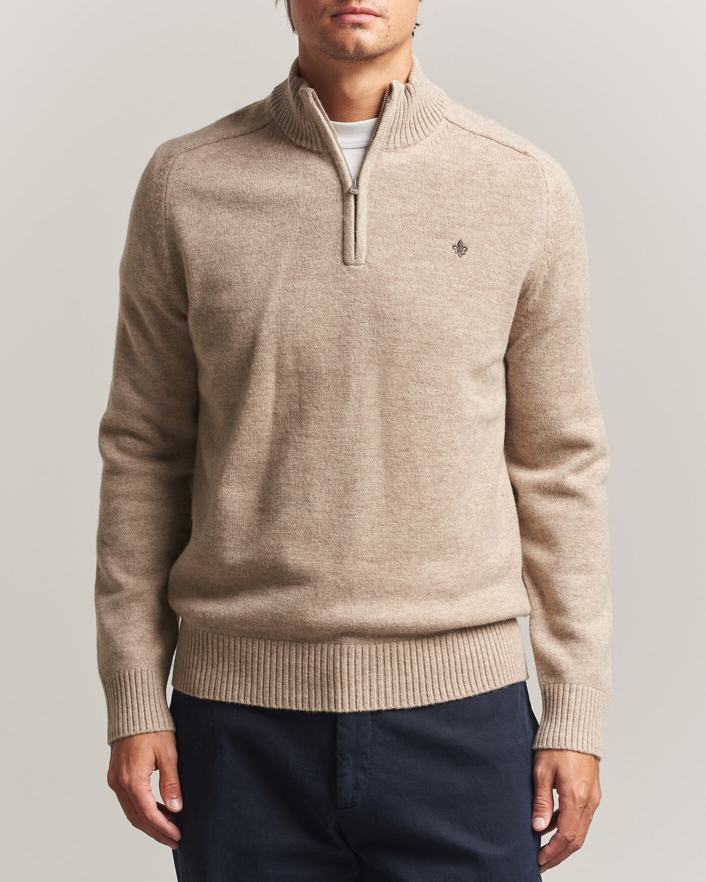 Men | Sweaters & Knitwear | Morris | Hertford Lambswool Half Zip Khaki