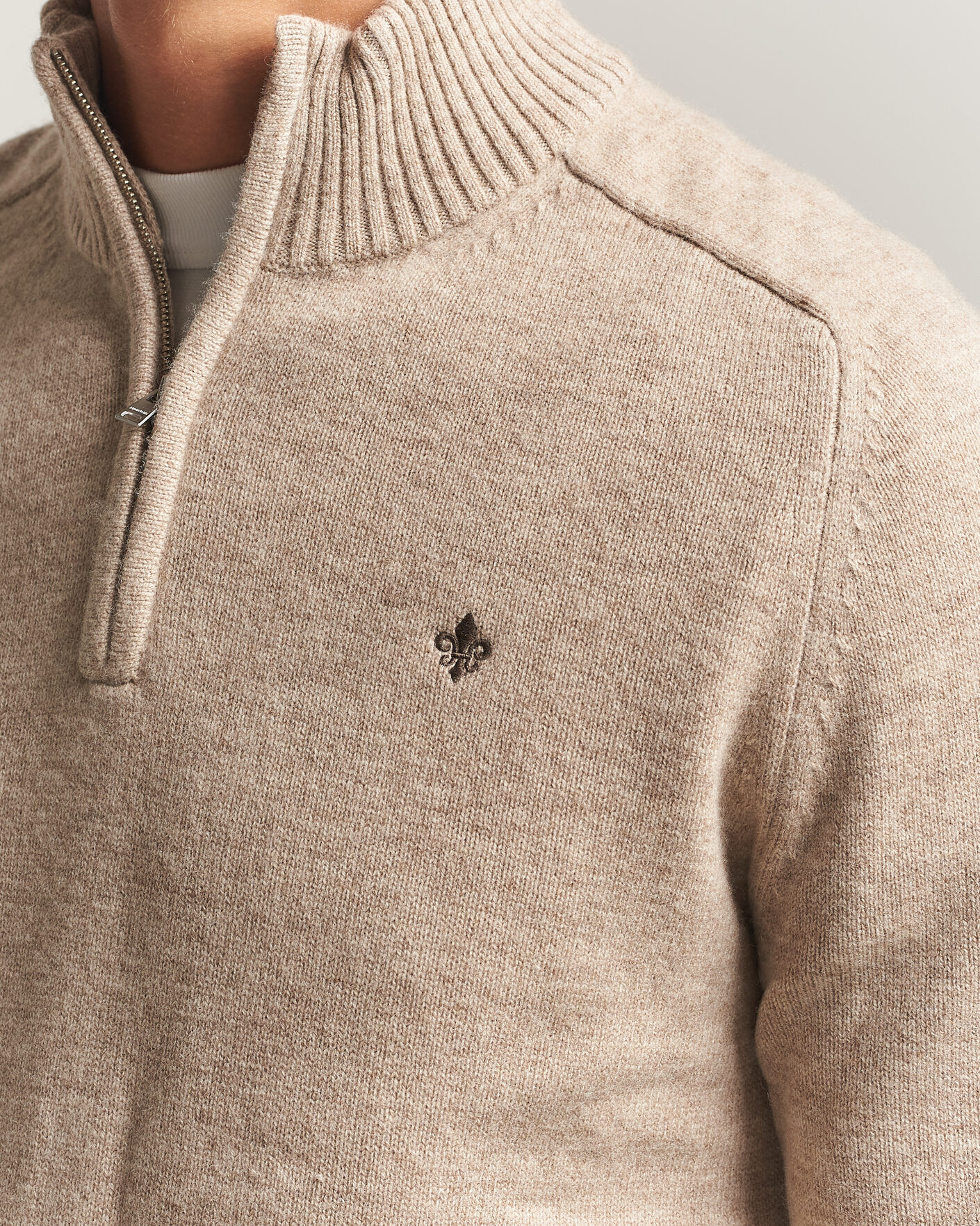 Men | Sweaters & Knitwear | Morris | Hertford Lambswool Half Zip Khaki