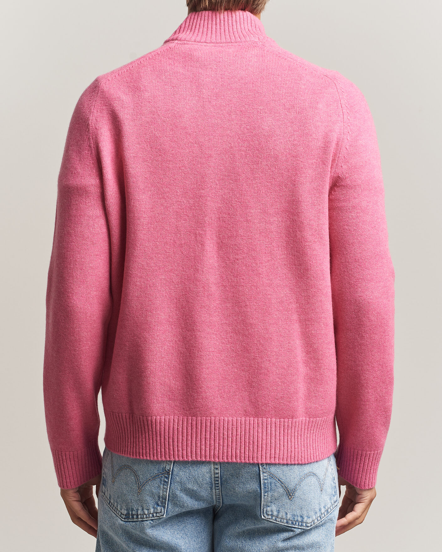 Men | Sweaters & Knitwear | Morris | Hertford Lambswool Half Zip Cerise