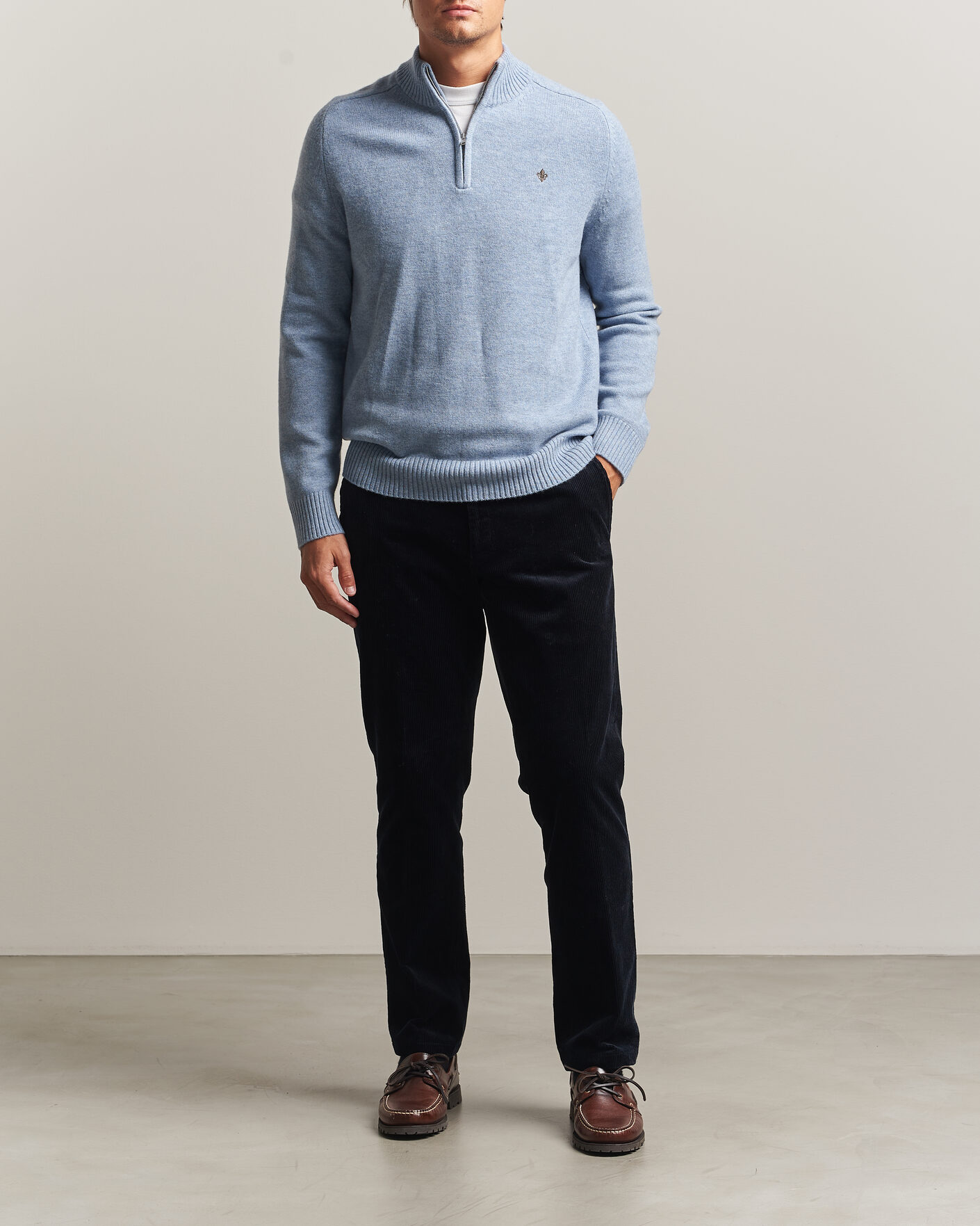Men | Sweaters & Knitwear | Morris | Hertford Lambswool Half Zip Blue