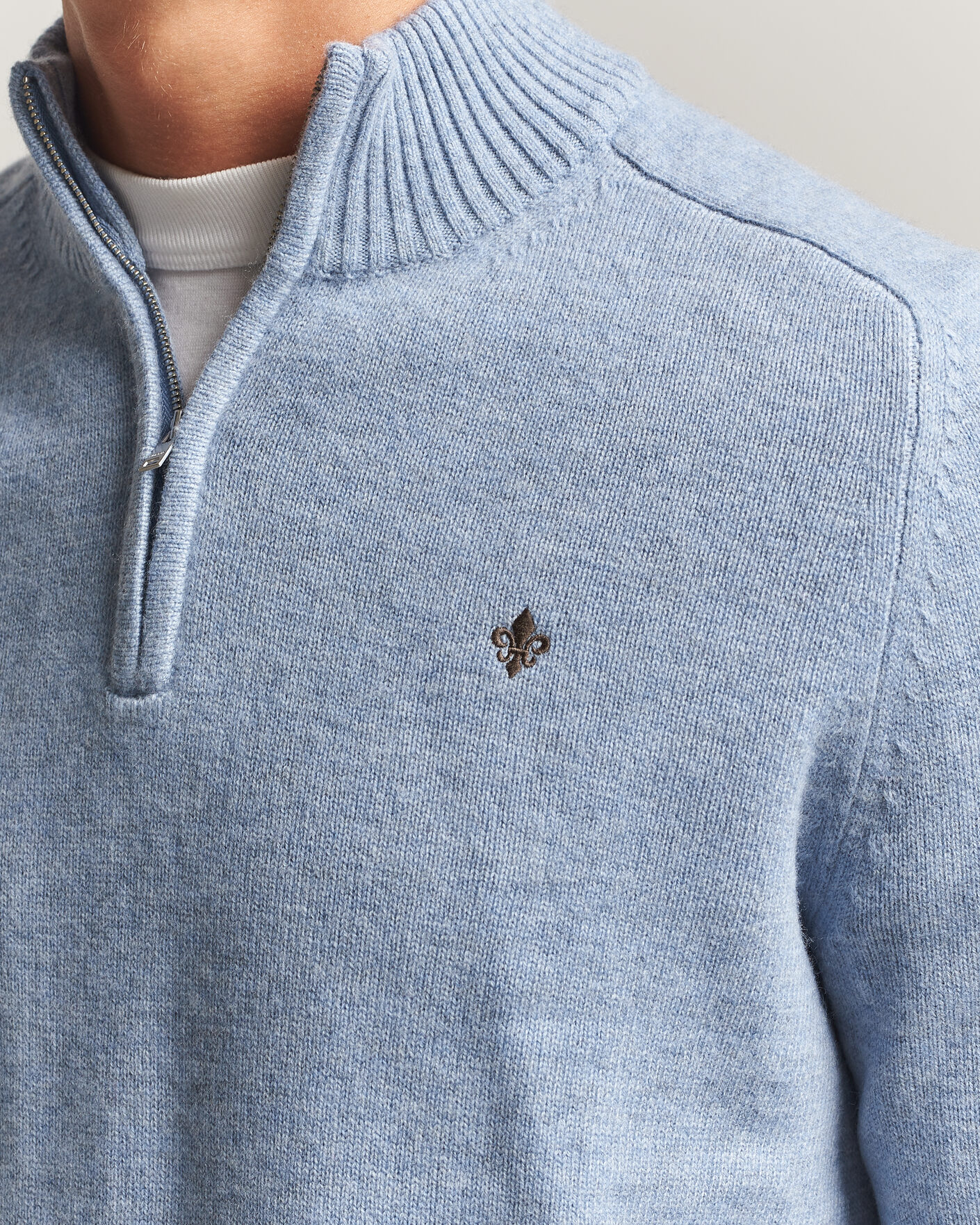 Men | Sweaters & Knitwear | Morris | Hertford Lambswool Half Zip Blue