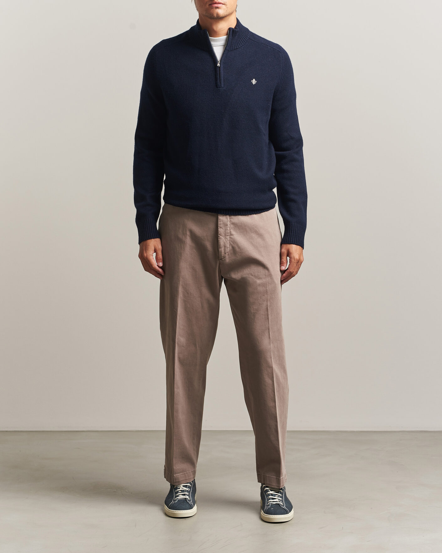 Men | Sweaters & Knitwear | Morris | Hertford Lambswool Half Zip Navy