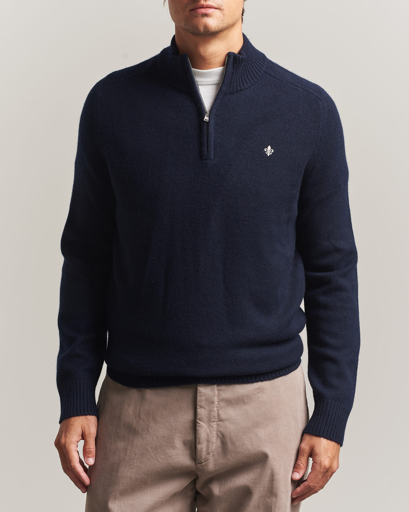 Men | Sweaters & Knitwear | Morris | Hertford Lambswool Half Zip Navy