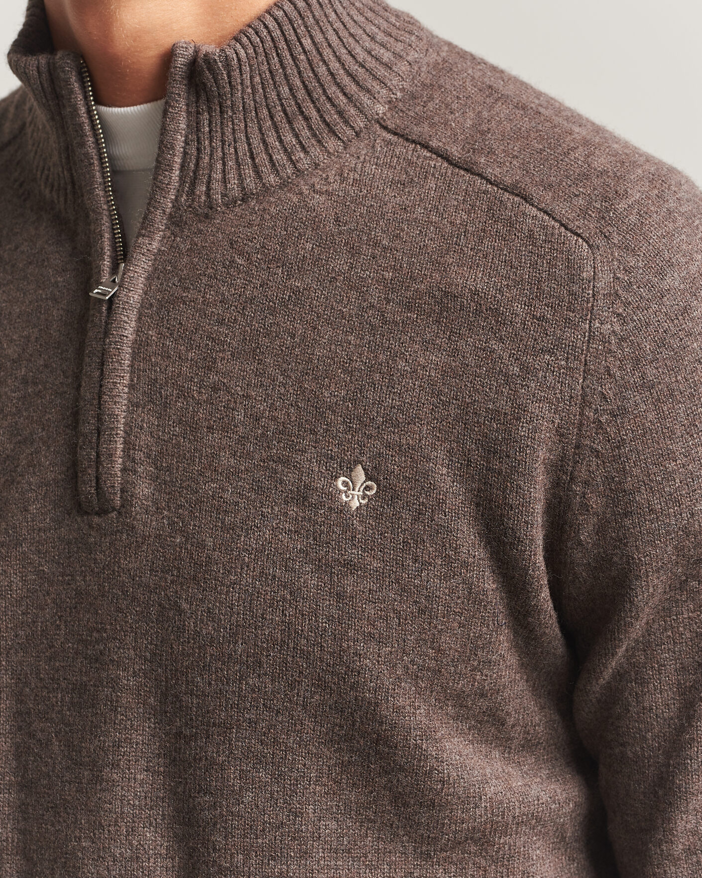 Men | Sweaters & Knitwear | Morris | Hertford Lambswool Half Zip Brown