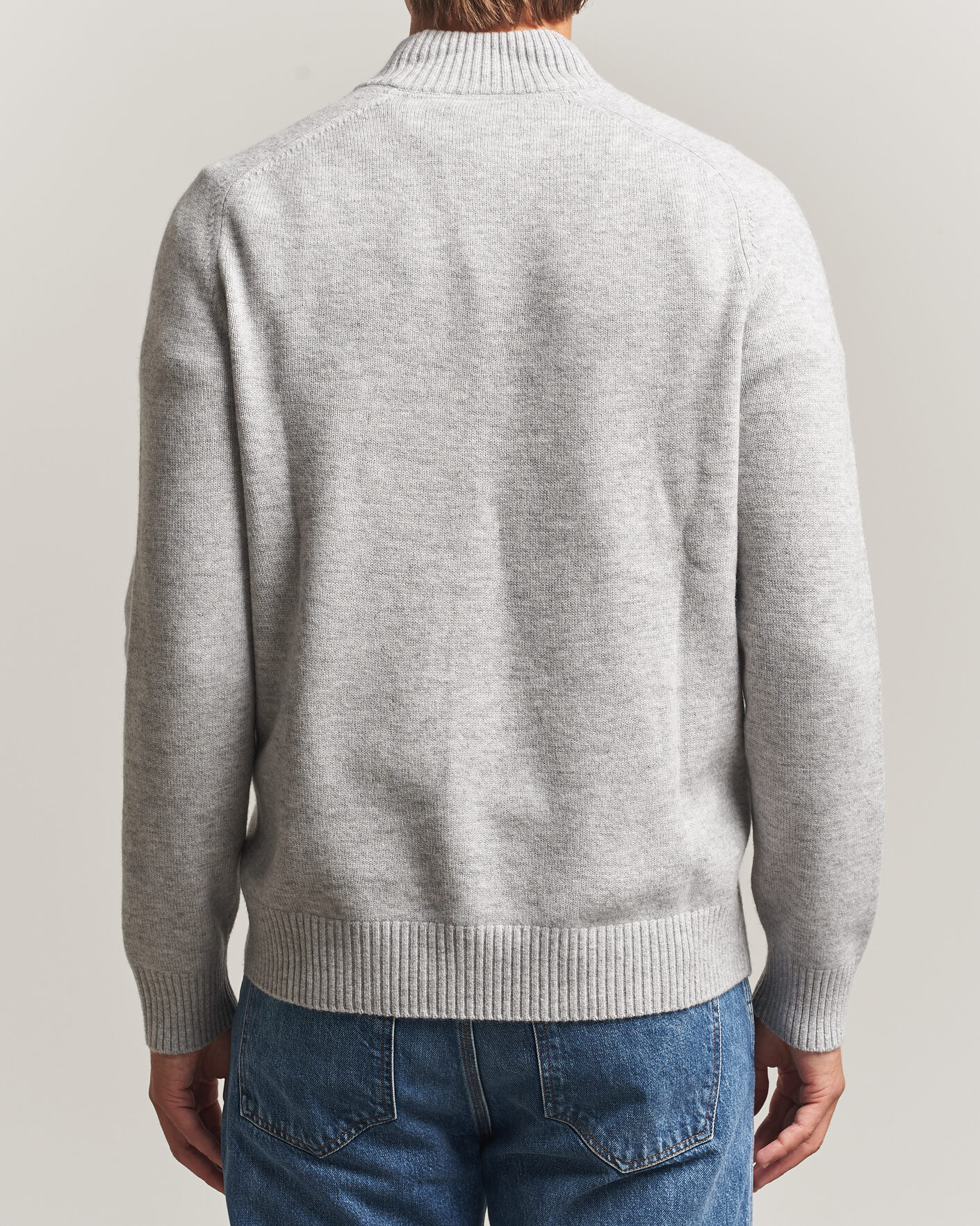 Men | Sweaters & Knitwear | Morris | Hertford Lambswool Half Zip Grey