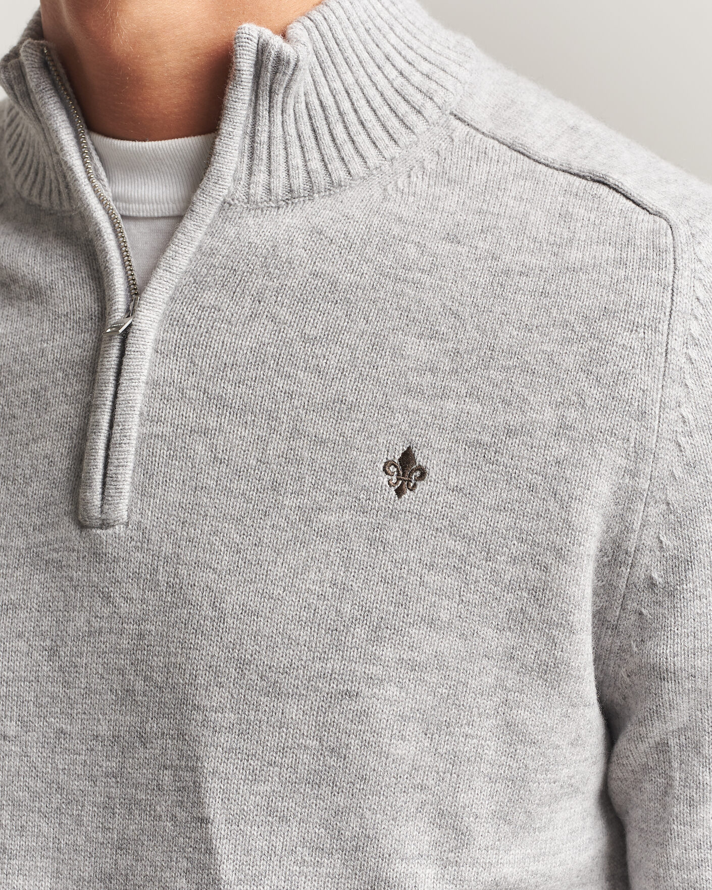 Men | Sweaters & Knitwear | Morris | Hertford Lambswool Half Zip Grey