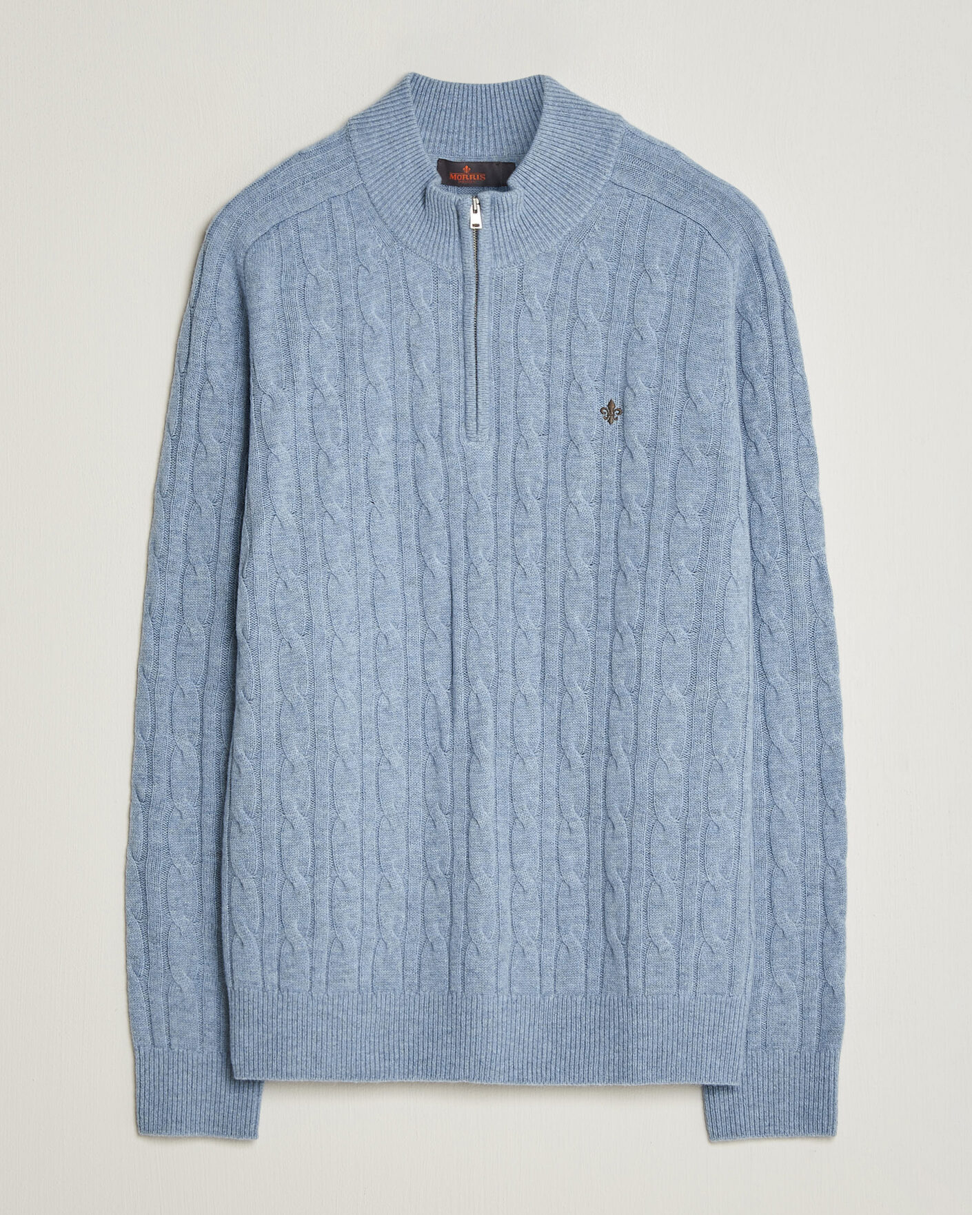 Men | Sweaters & Knitwear | Morris | Hertford Cable Half Zip Blue