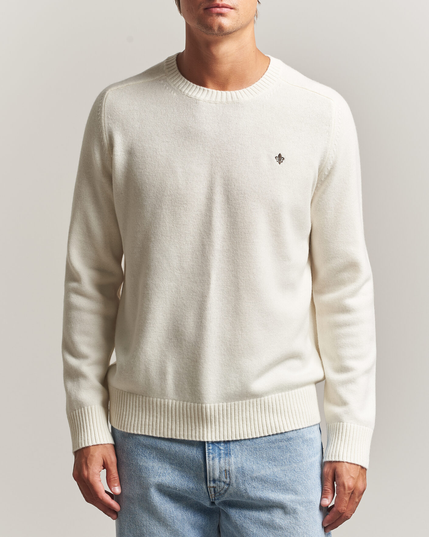 Men | Sweaters & Knitwear | Morris | Hertford Lambswool Crew Neck Off White