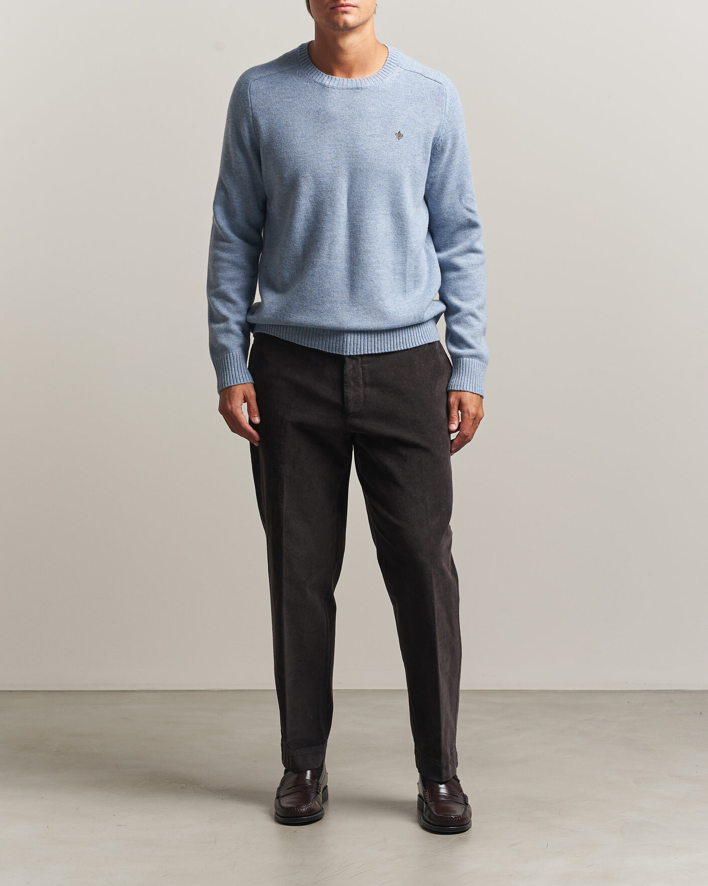 Men | Sweaters & Knitwear | Morris | Hertford Lambswool Crew Neck Blue