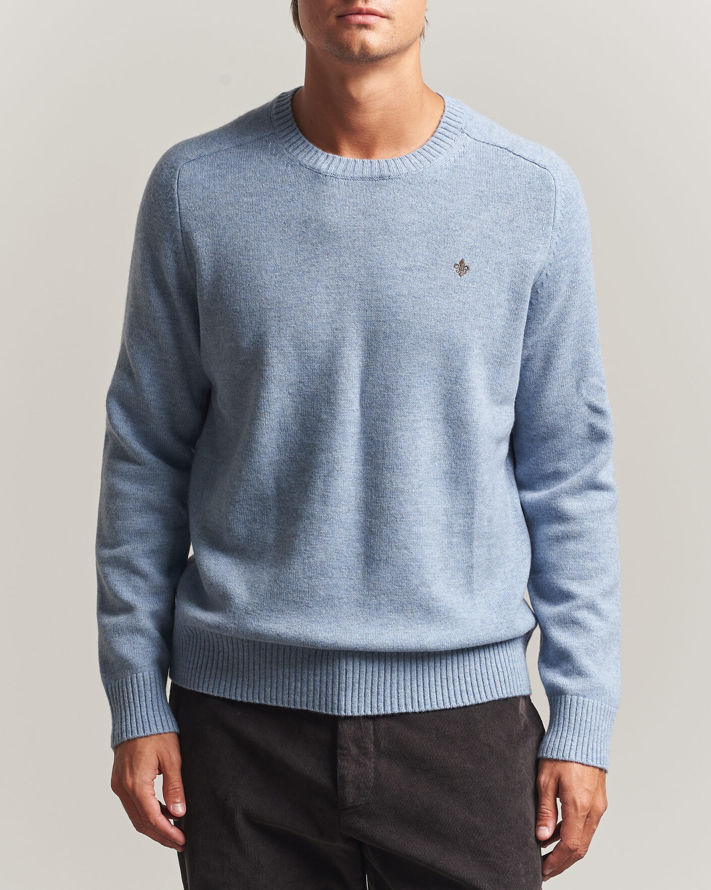 Men | Sweaters & Knitwear | Morris | Hertford Lambswool Crew Neck Blue