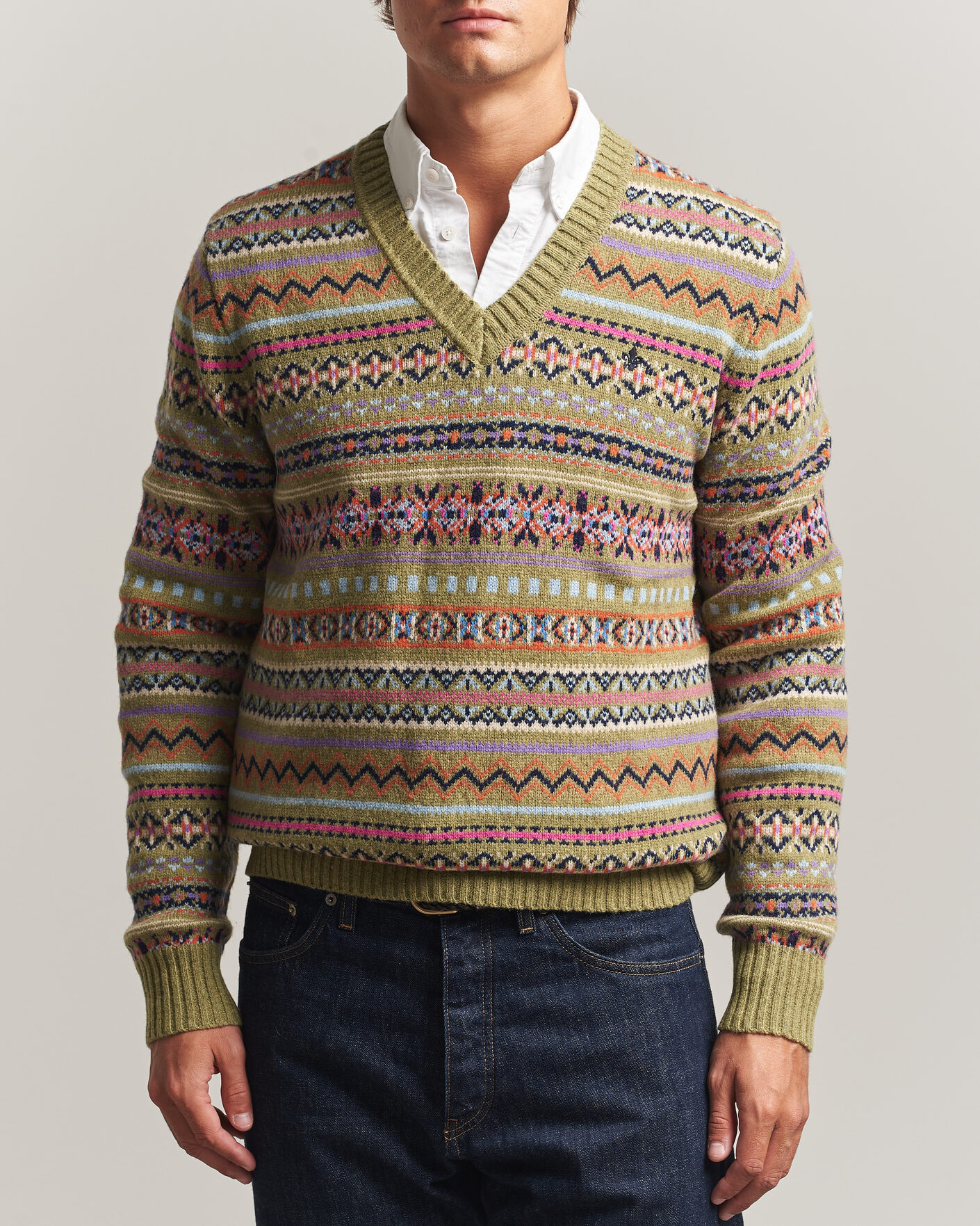 Men | Sweaters & Knitwear | Morris | Tavish V-Neck Olive