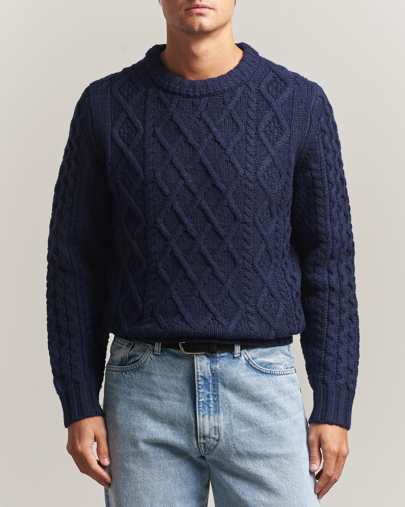 Men | Sweaters & Knitwear | Morris | Ramsey Cable Sweater Navy