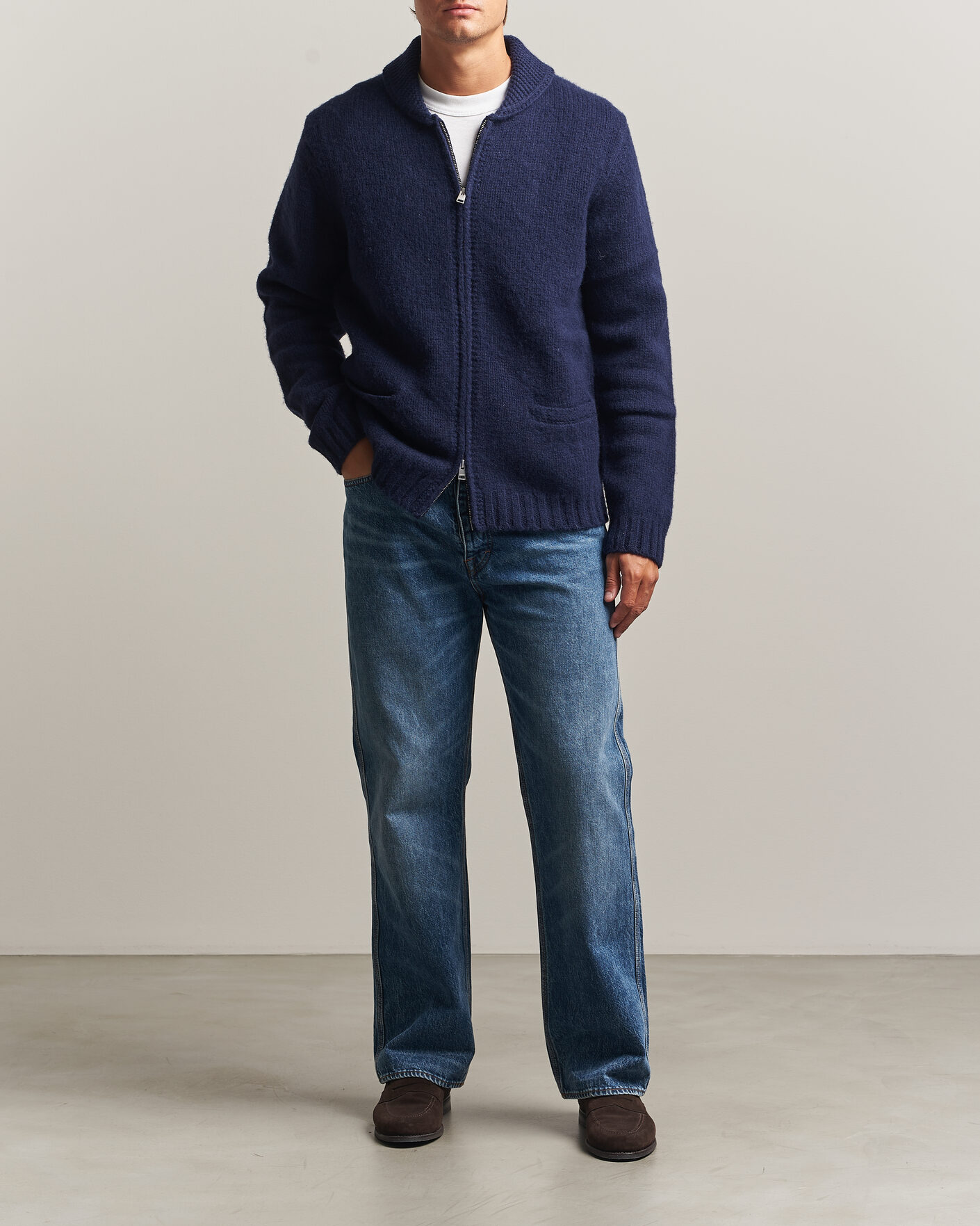 Men | Sweaters & Knitwear | Morris | Boyd Zip Cardigan Navy
